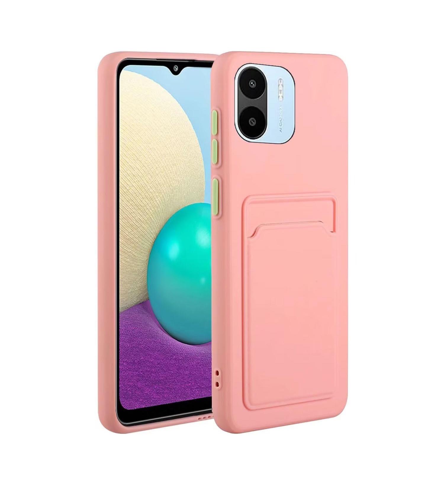 Tivenfezk Nadoli Silicone Case for Xiaomi Redmi A1 | Ultra Thin Shockproof & Scratch-Resistant Wallet TPU Cover with Credit Card Holder - Pink - Buy Online on GoSupps.com