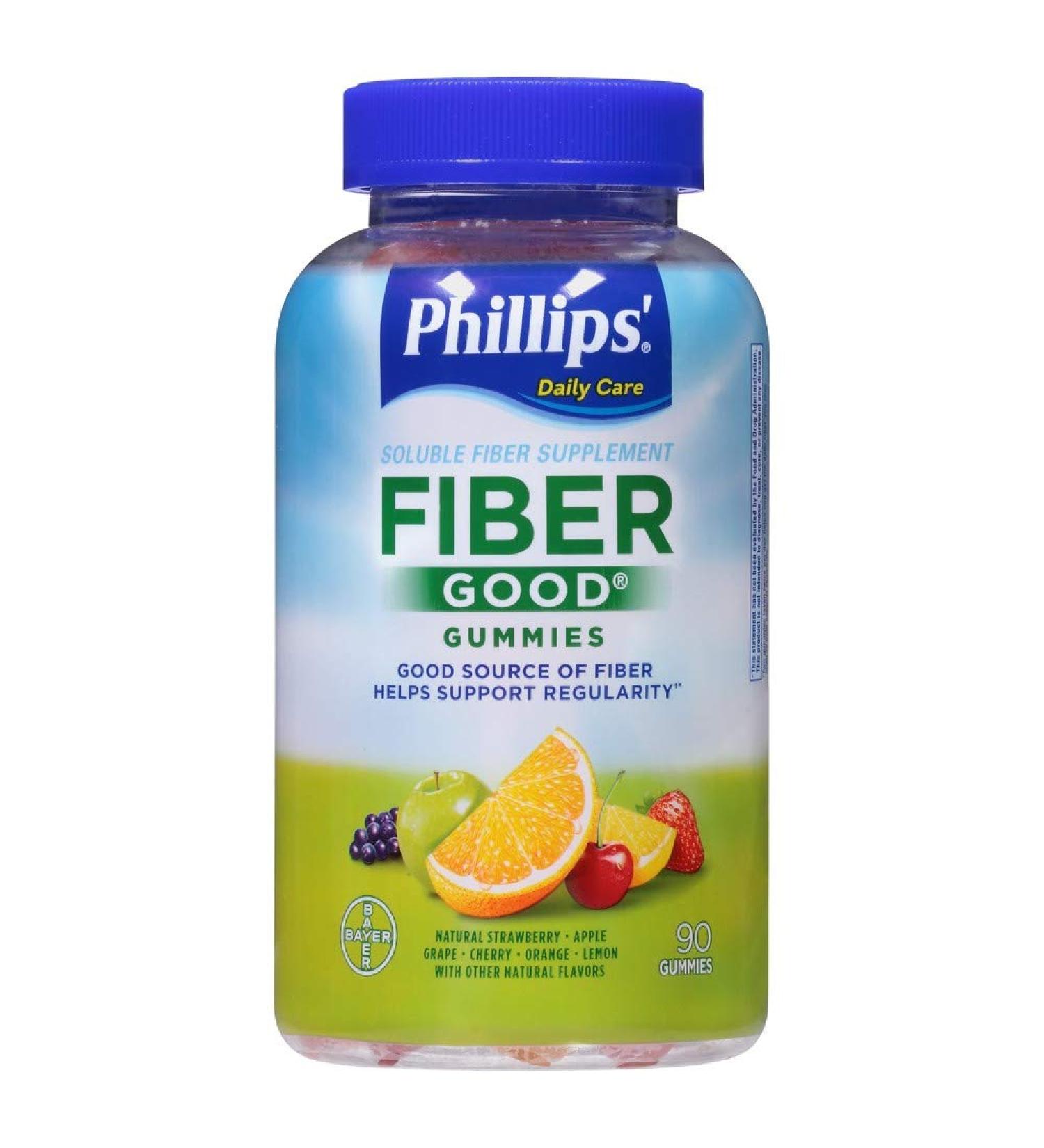 Phillips' Fiber Good Soluble Fiber Supplement Gummies Natural Fruit Flavors - 90 ct Pack of 2