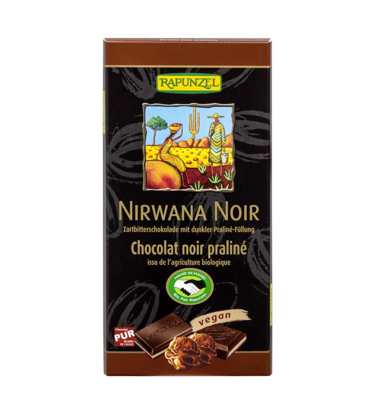 Rapunzel Naturkost Rapunzel Nirwana Dark Chocolate 55% with Dark Praline Filling HIH - 100g - Pack of 12