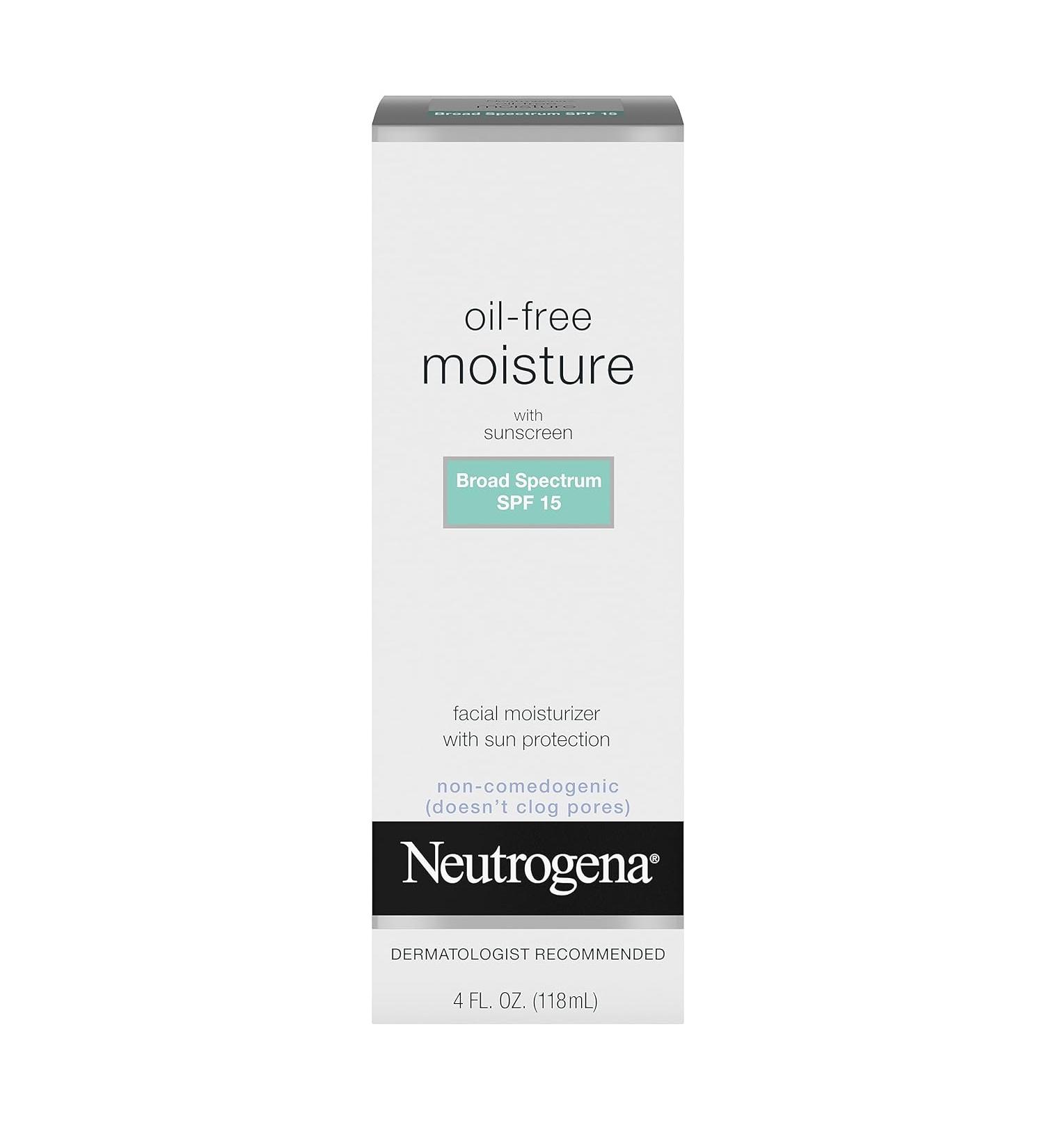 Neutrogena Oil-Free SPF 15 Facial Moisturizer & Neck Cream - Non-Greasy Formula with Glycerin - 4 fl. oz - Buy Online on GoSupps.com