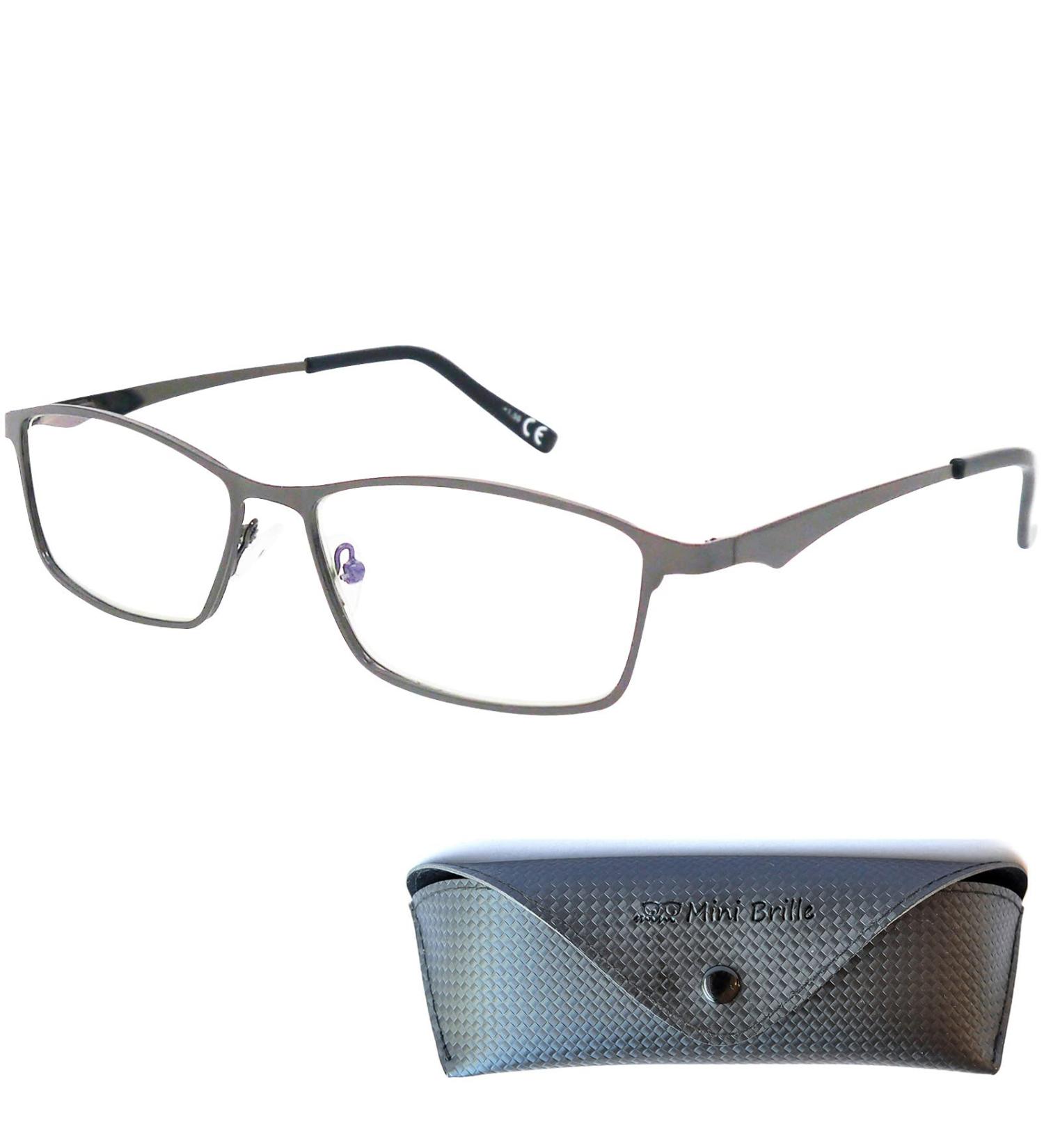 Elegant Mini Metal Reading Glasses - Rectangular Stainless Steel Frame | Free Case | Unisex 1.0 Diopters - Buy Online on GoSupps.com