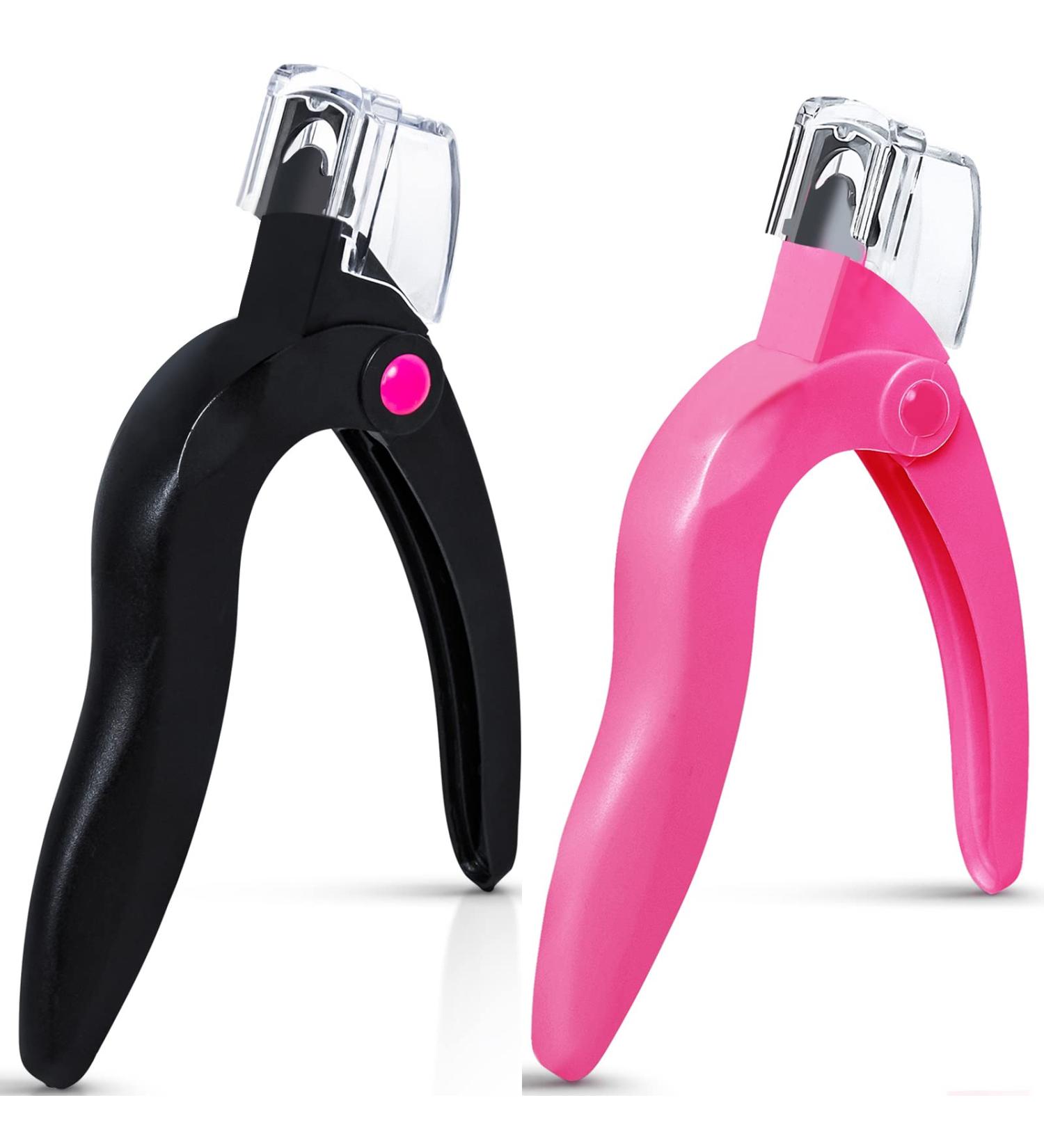 Funfe 2 Pcs Adjustable Acrylic Nail Clipper - Stainless Steel Cutter for False Nail Tips | Manicure Salon Tool in Black+Pink - Buy Online on GoSupps.com