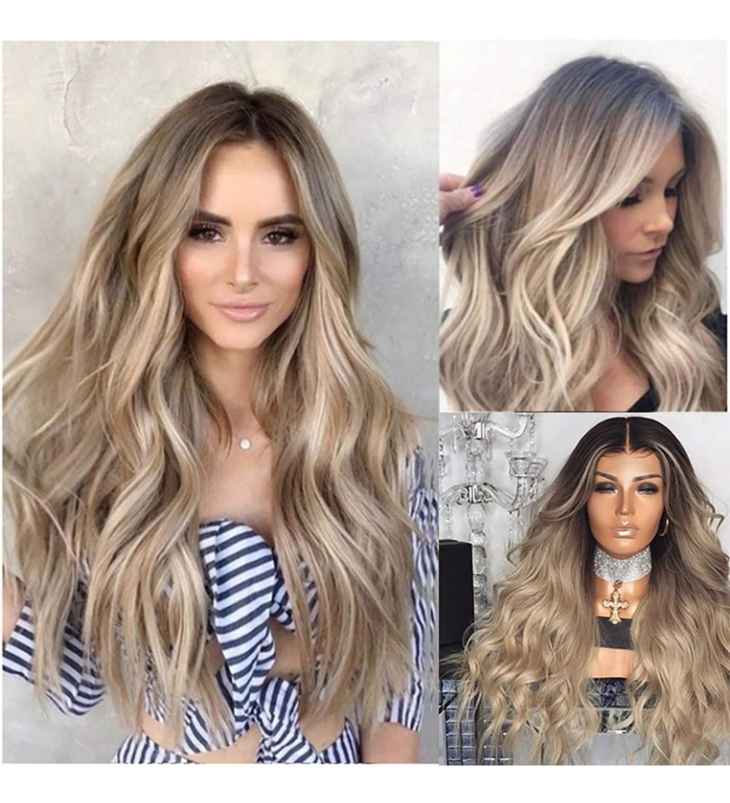 Buy MARBER 28 Inch Long Blonde Wig with Dark Roots | Curly Synthetic Wig for Women - Elevate Your Style! - Buy Online on GoSupps.com