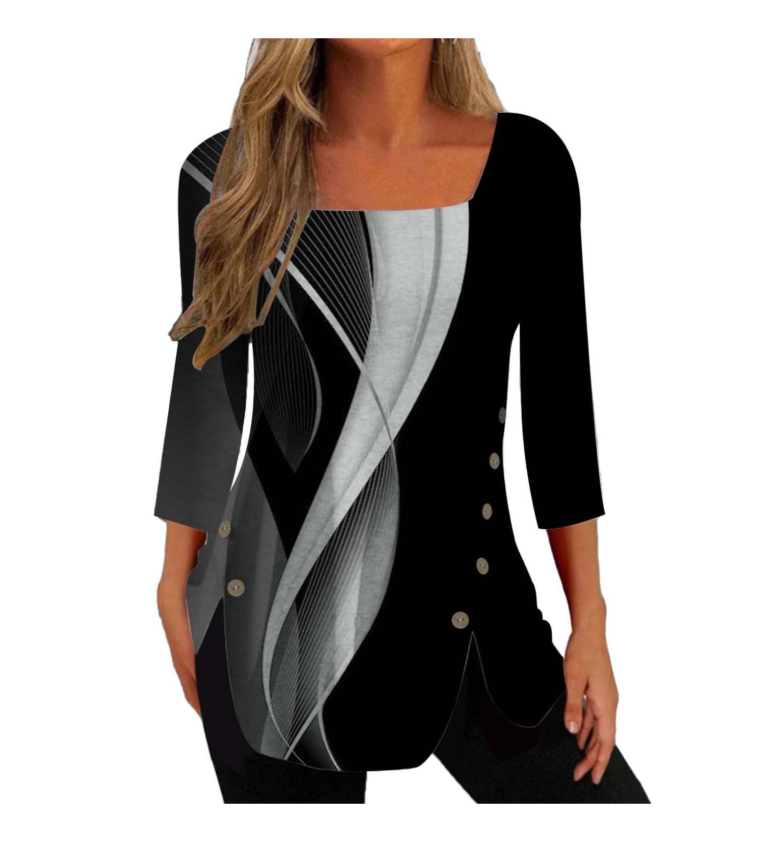 tsaChick Women's Square Neck Side Button Sweatshirt | Long Sleeve Black Hoodie for Women | Solid Fitted T-Shirt Top | UK S-XXL Sizes Available - Buy Online on GoSupps.com