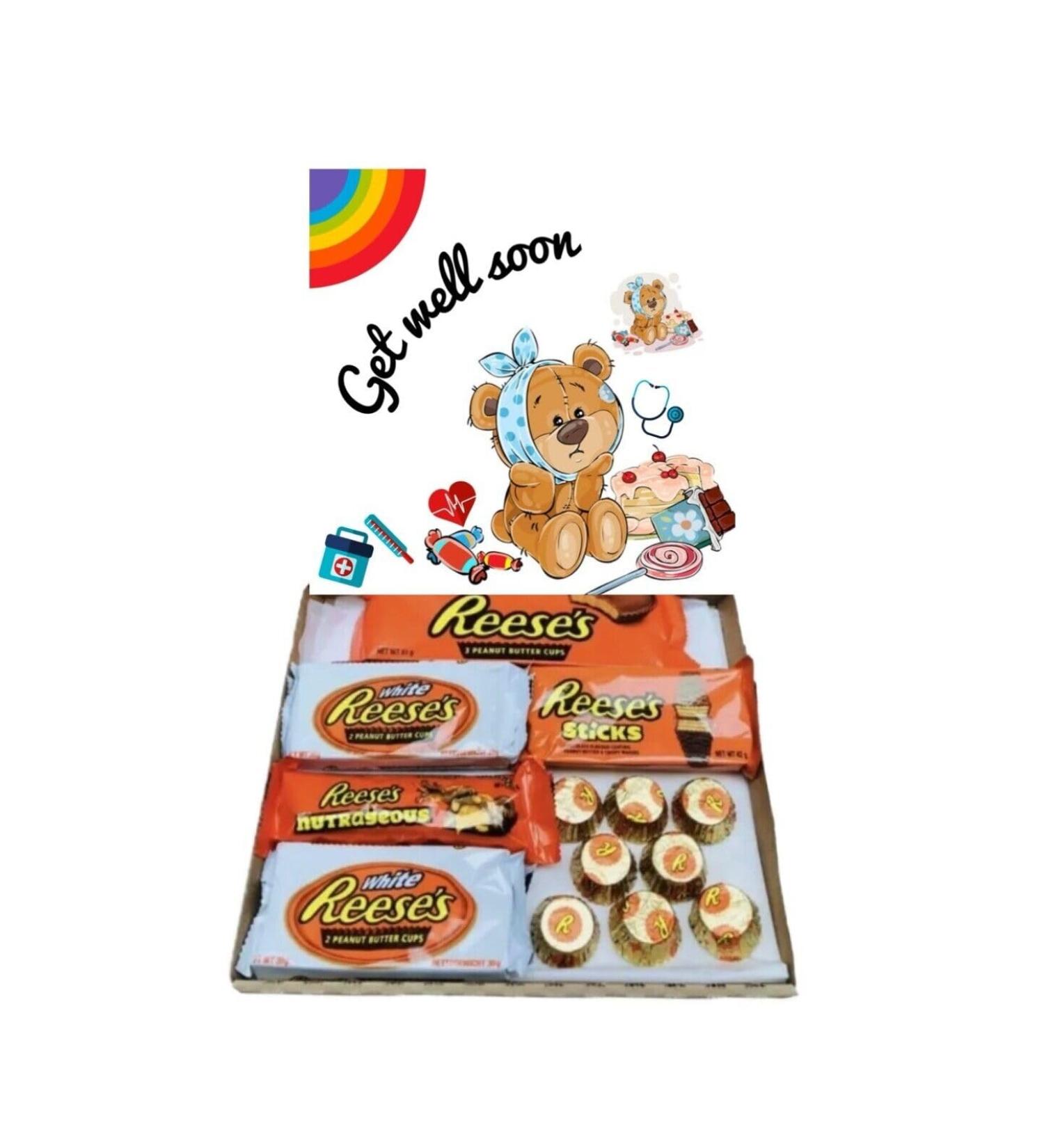 Child's Kids Get Well Soon Gift Pick n Mix Reese Peanut Chocolate Hamper Present - Buy Online on GoSupps.com