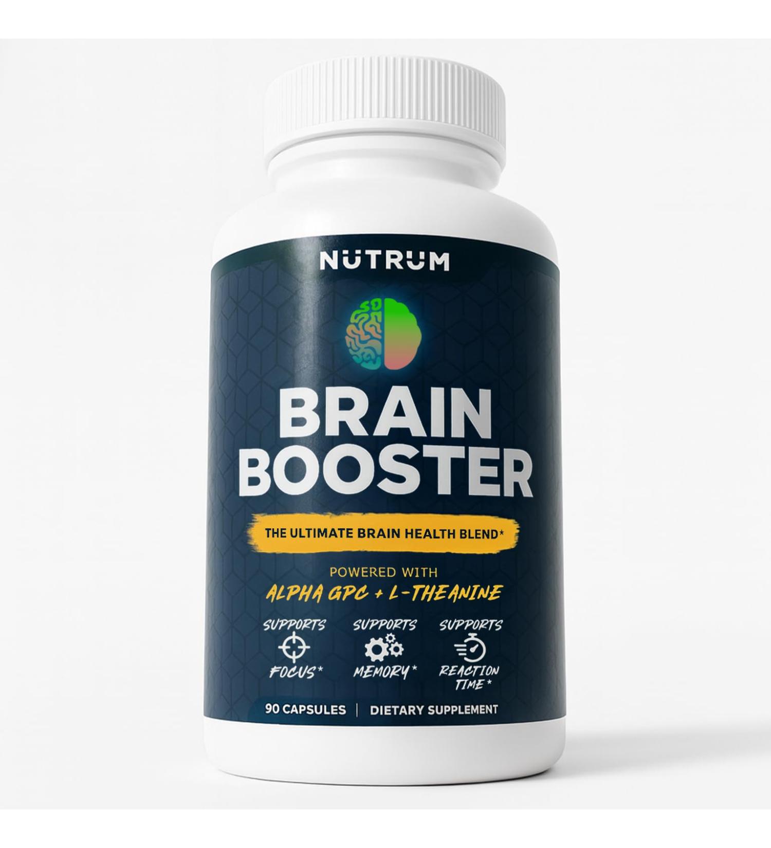 Nutrum Brain Booster for Memory Focus Reaction Time & Brain Health Advanced Nootropic for Adults | Third Party Tested Non-GMO Made in USA - Buy Online on GoSupps.com