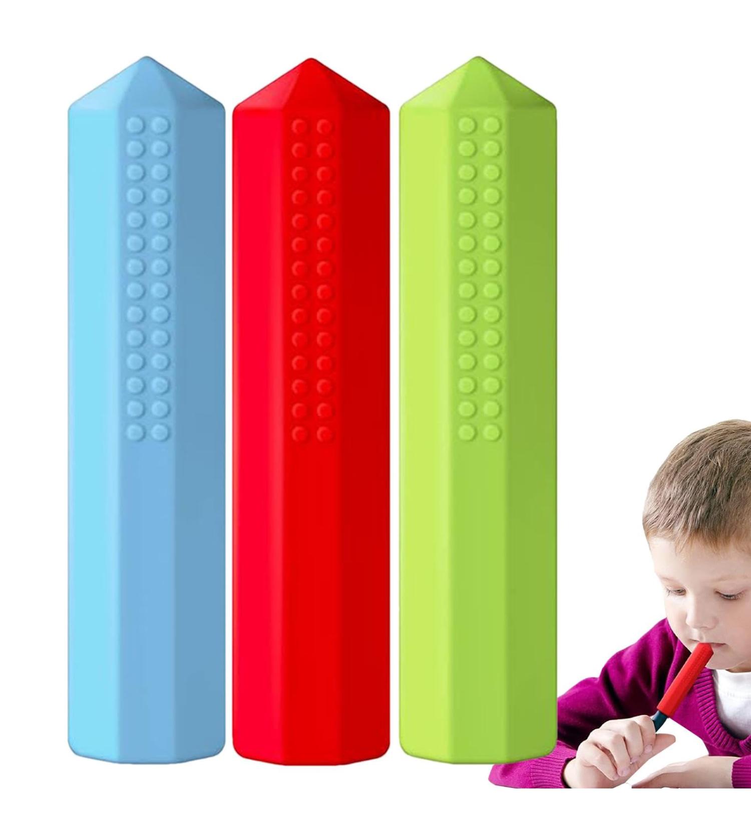 Buy Crybar Pencils - 3-Part Sensory Chewing Set | Colored Silicone Pencil Chews for Kids & Party Gifts - International Shipping Available - Buy Online on GoSupps.com