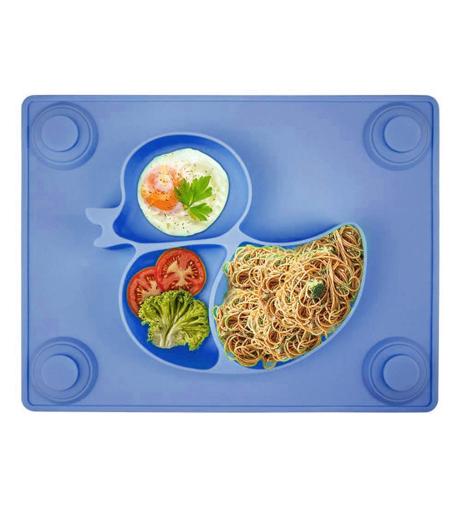 SILIVO Upgraded Silicone Non-Slip Baby Placemat with Suction Cups - Navy Blue Duck | Baby Plates for Infants, Toddlers, and Kids - Buy Online on GoSupps.com