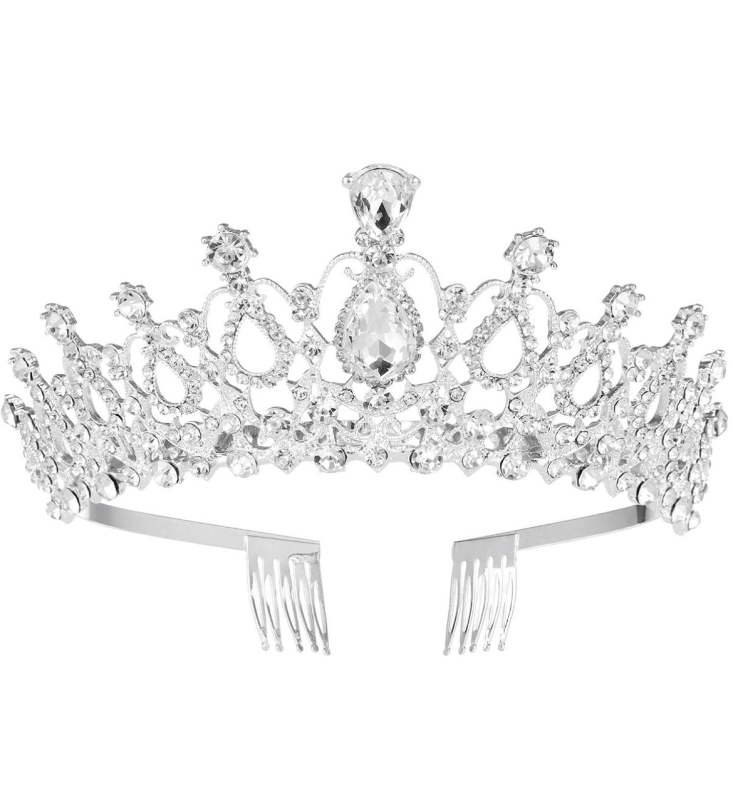 Sparkling FRCOLOR Crystal Rhinestone Wedding Tiara Crown - Silver - Buy Online on GoSupps.com