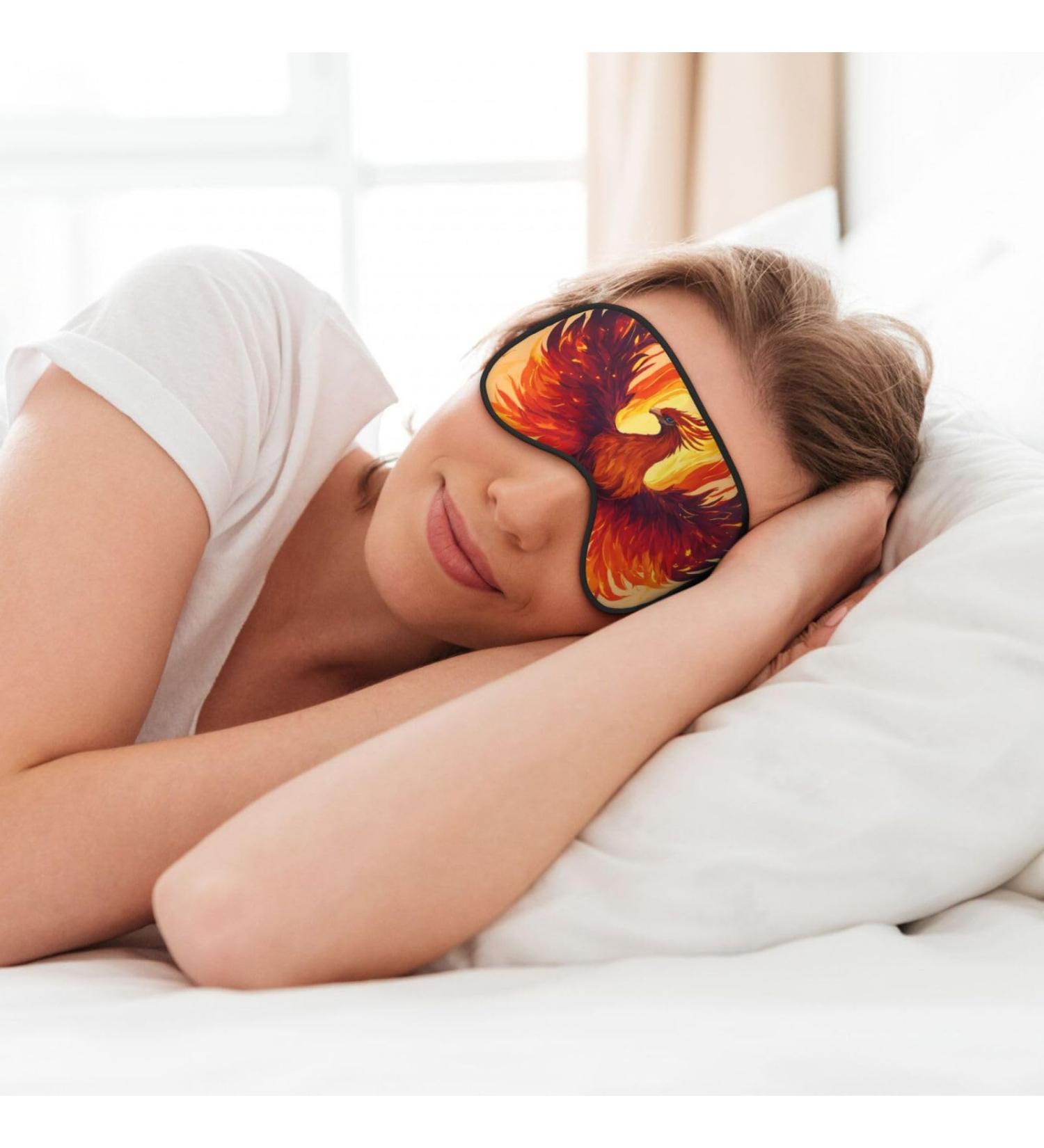 Phoenix Print Sleep Eye Mask - Soft Eye Cover for Travel & Naps | Comfortable Eyeshade for Men & Women - Black - Buy Online on GoSupps.com