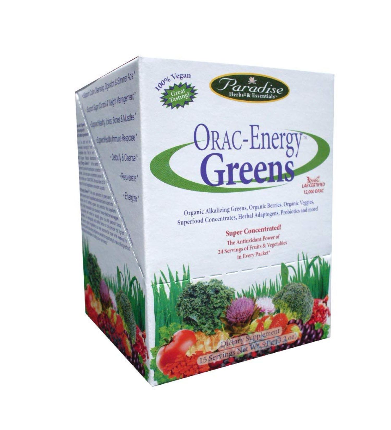 Paradise Herbs ORAC-Energy Greens - 15 Packets (6g Each) | Antioxidant Superfood Supplement - Buy Online on GoSupps.com
