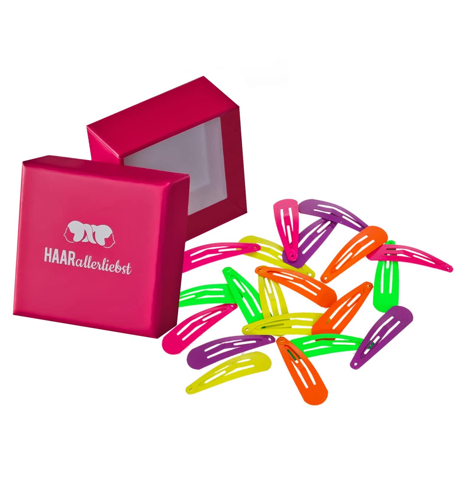 Buy HAARallerliebst Neon Hair Clips (20 pcs 3.9 cm) in Pink Storage Box - Stylish & Functional Accessories for All Hair Types - Buy Online on GoSupps.com