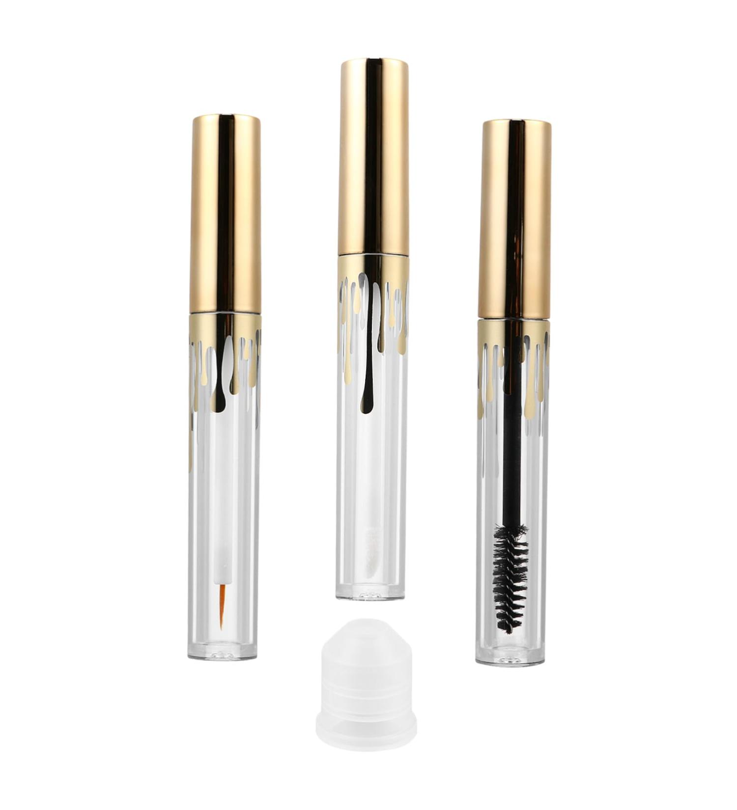 BIUDECO 3pcs Makeup Bottle Empty Lip Gloss Tube Lip Gloss Clear Lip Gloss Vials Mascara Tube Golden Plastic - Buy Online on GoSupps.com