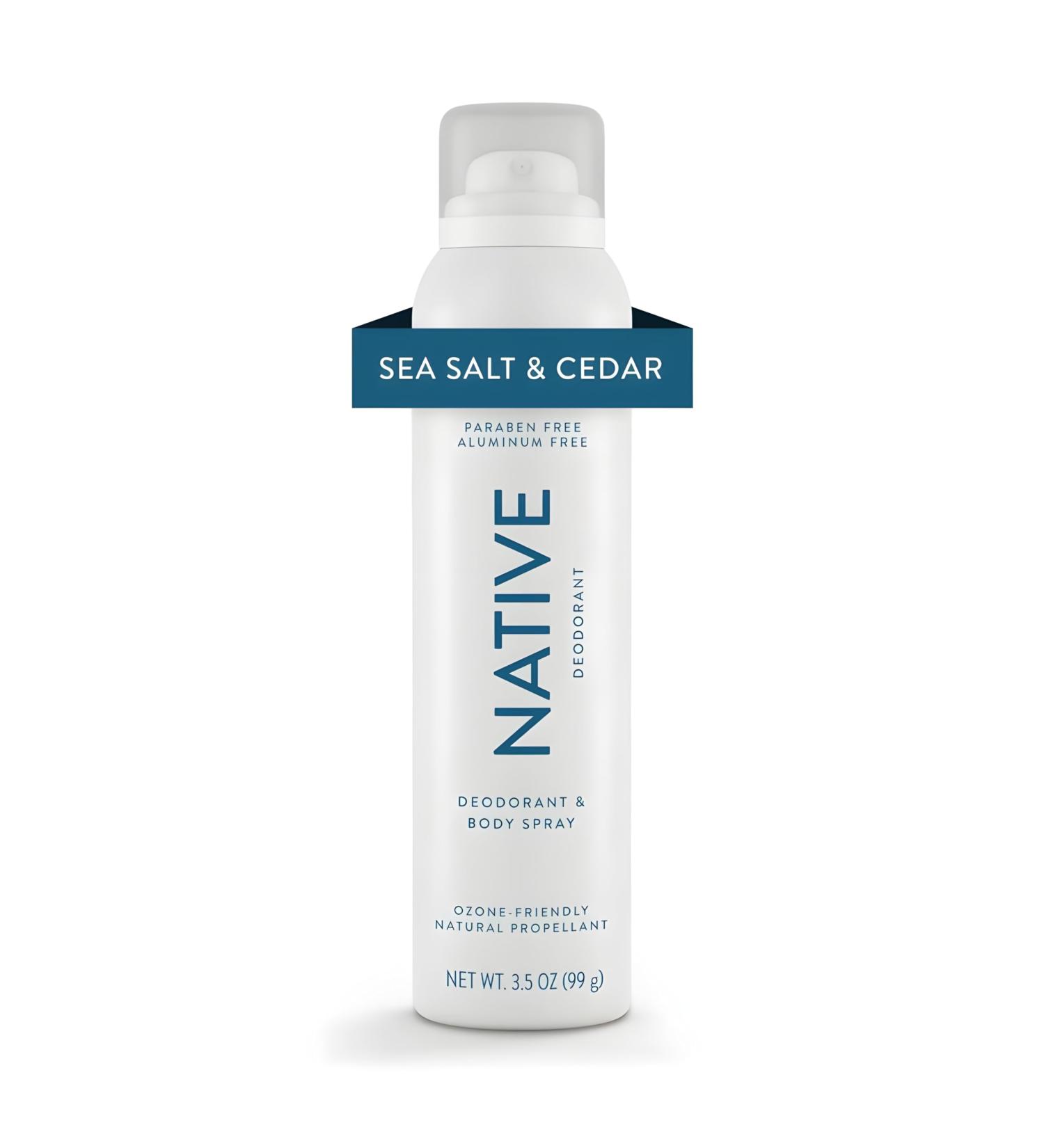 Buy Native Deodorant & Body Spray - Sea Salt & Cedar Aluminum-Free for Men & Women 3.5 oz - International Shipping Available - Buy Online on GoSupps.com