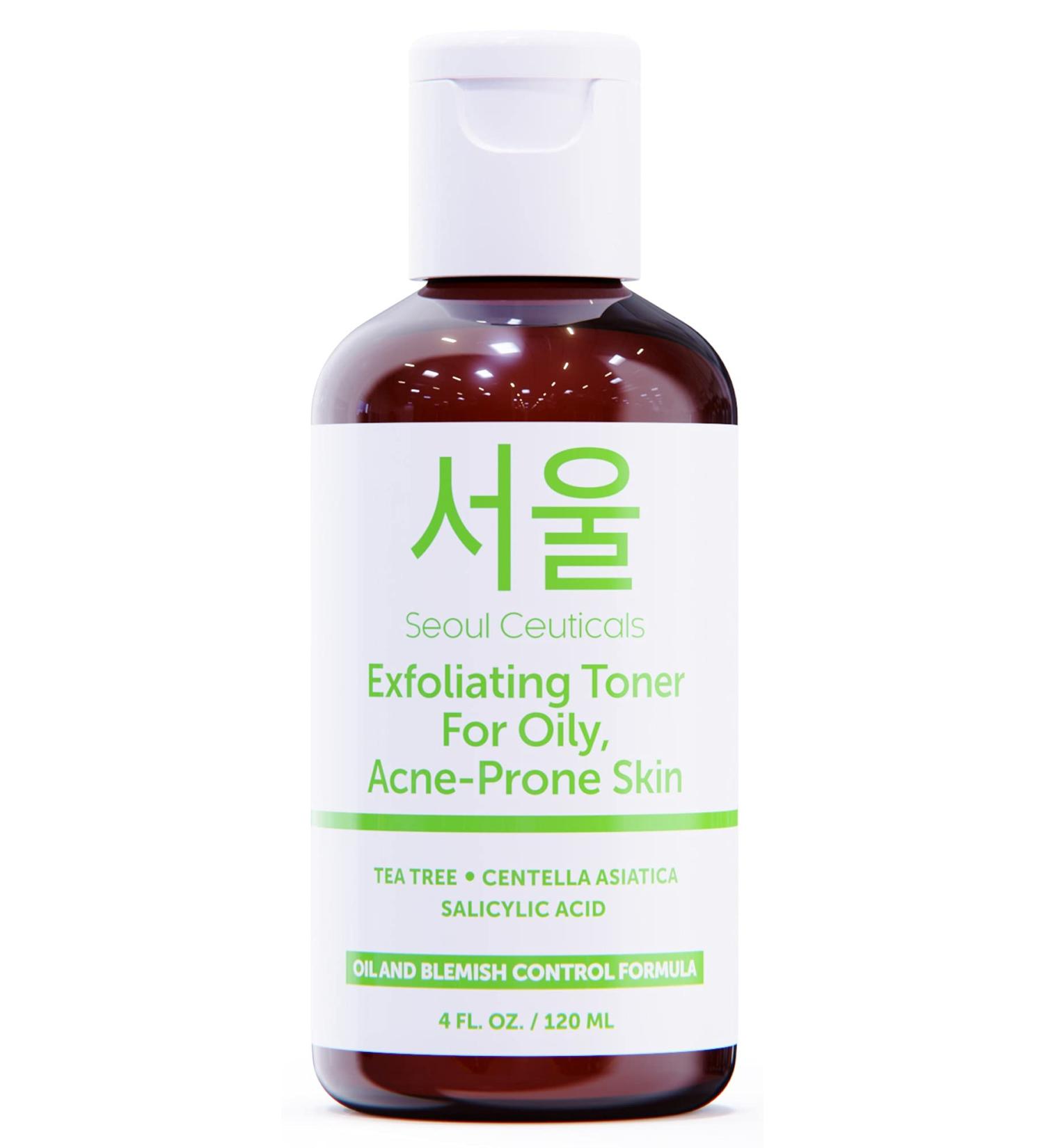 Korean Tea Tree Exfoliating Toner for Oily Acne Prone Skin | Centella Asiatica + Salicylic Acid | K Beauty Skincare 4oz - Buy Online on GoSupps.com