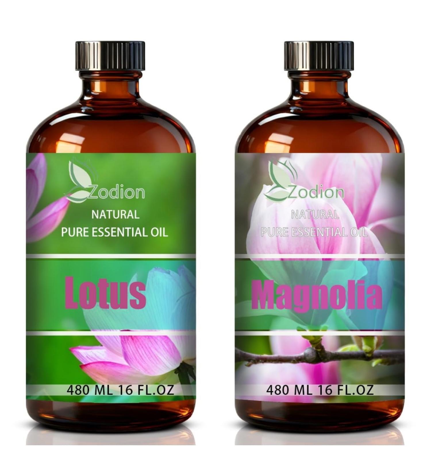 Magnolia Essential Oil 16 Fl Oz and Lotus Essential Oil 16 Fl Oz - Magnolia & Lotus Oil for Diffuser Aromatherapy Home Fragrance Skin & Hair Care DIY Candle & Soap Making Yoga - Buy Online on GoSupps.com