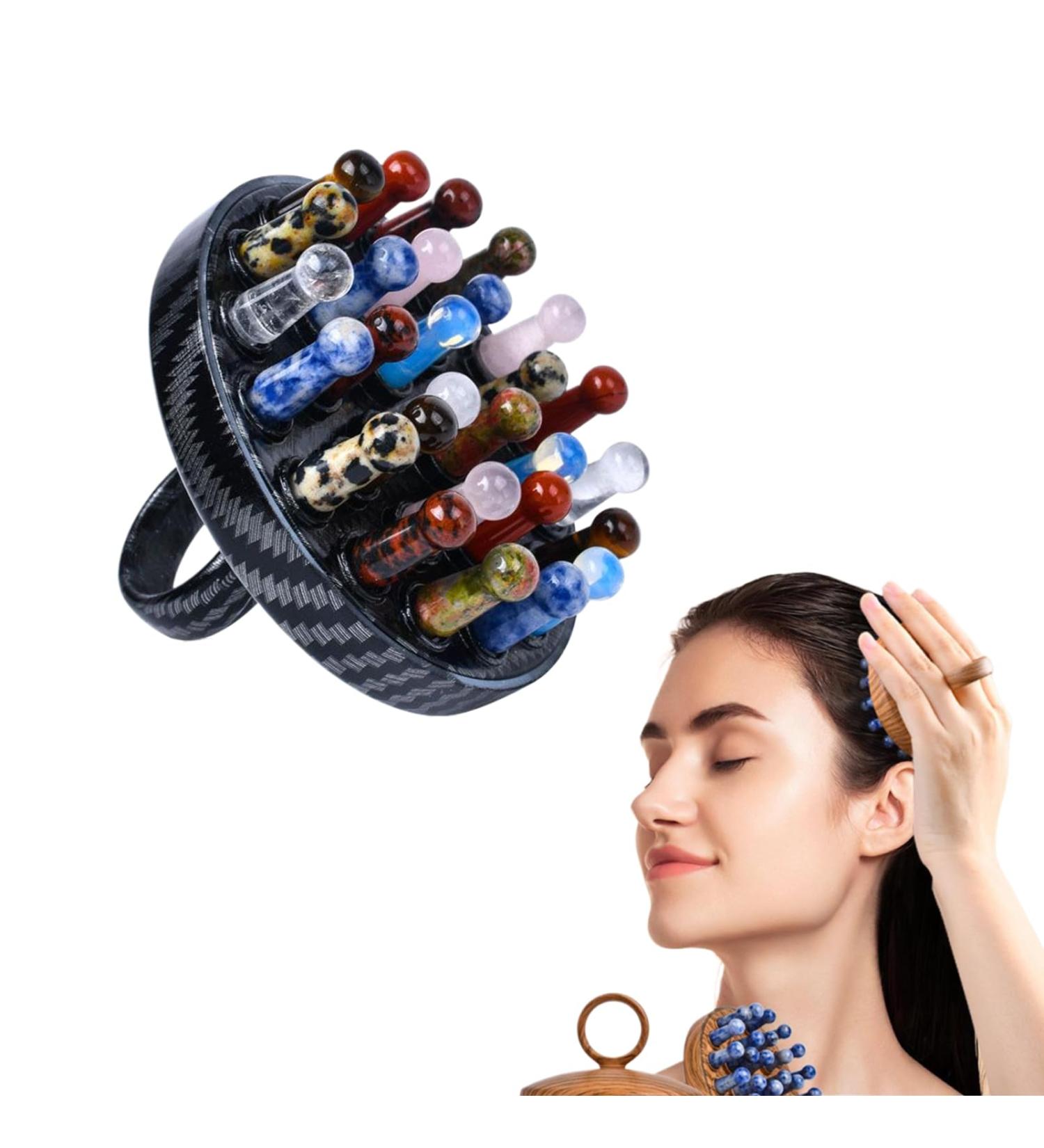 Jade Meridian Comb - Head Therapy & Acupuncture Massage Device for Relaxation | Portable Antistatic Hair Massage Tool - Buy Online on GoSupps.com