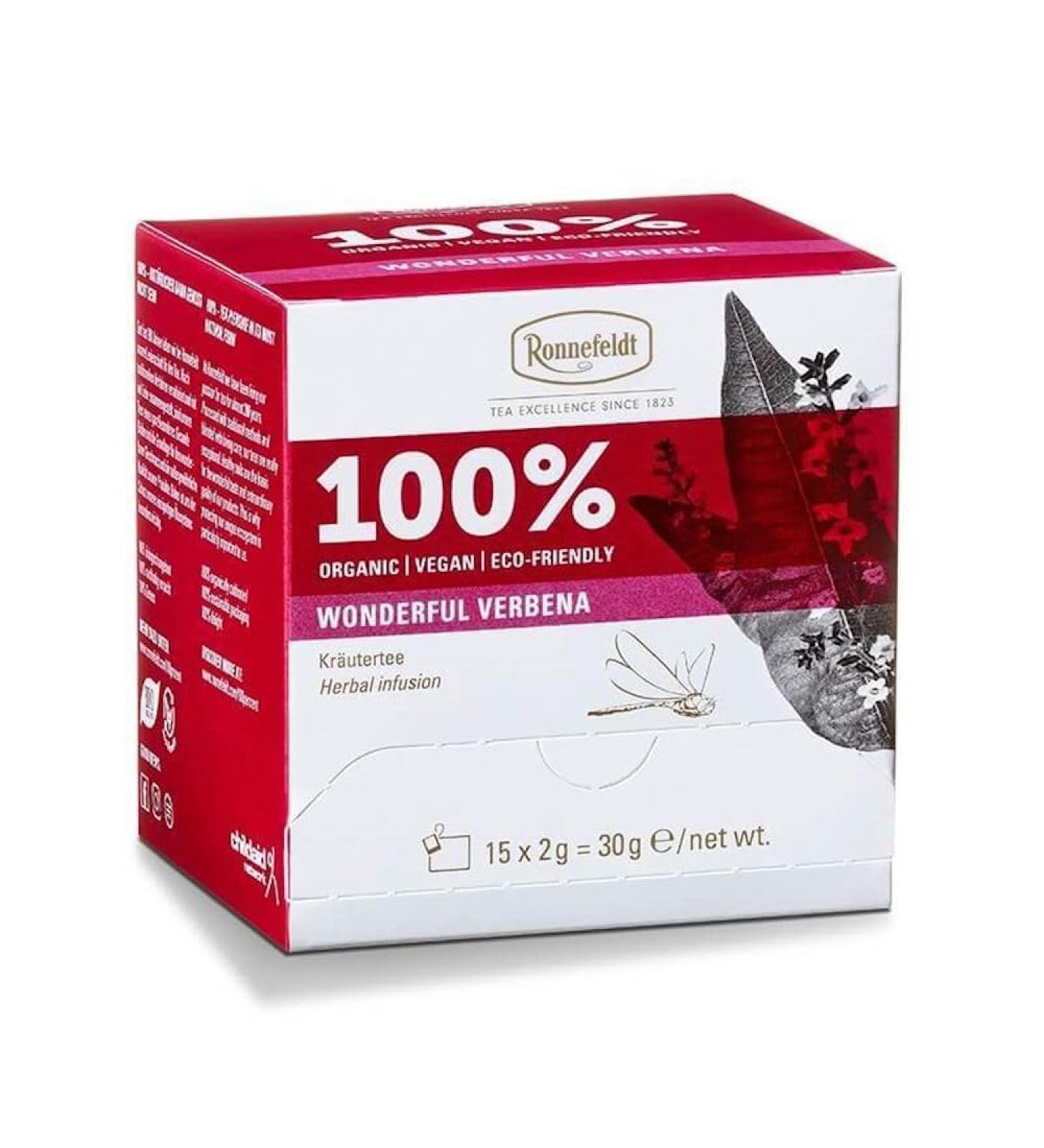 Ronnefeldt 100% Wonderful Verbena Organic Herbal Tea 15 Tea Bags of 2 g 30 g Organic Vegan Eco-friendly Quantity: 6 Pieces - Buy Online on GoSupps.com