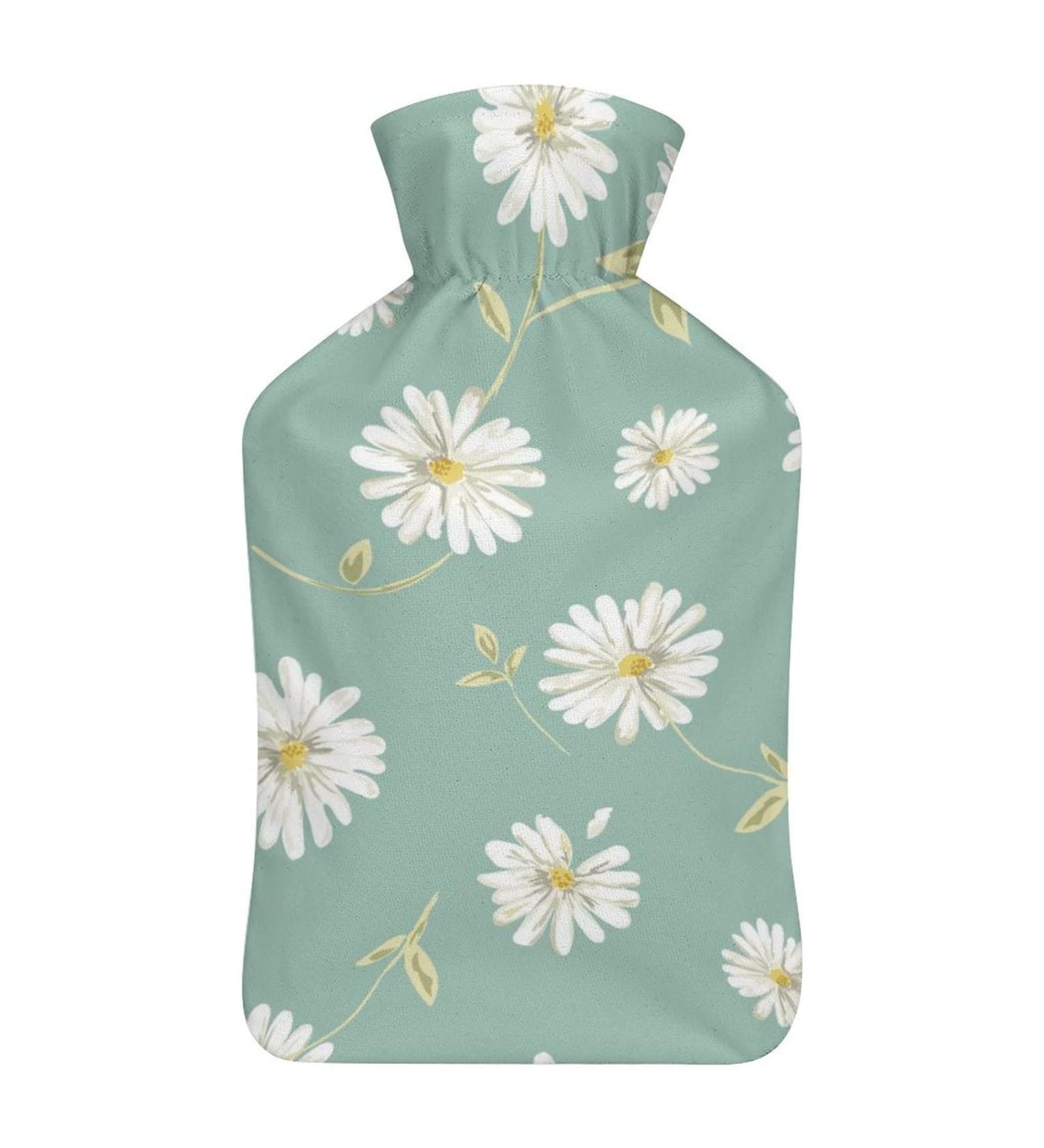 White Flower Plush Hot Water Bottle with Cover - Hand Warmer for Adults & Children | 26.5x15.3cm - International Shipping Available - Buy Online on GoSupps.com