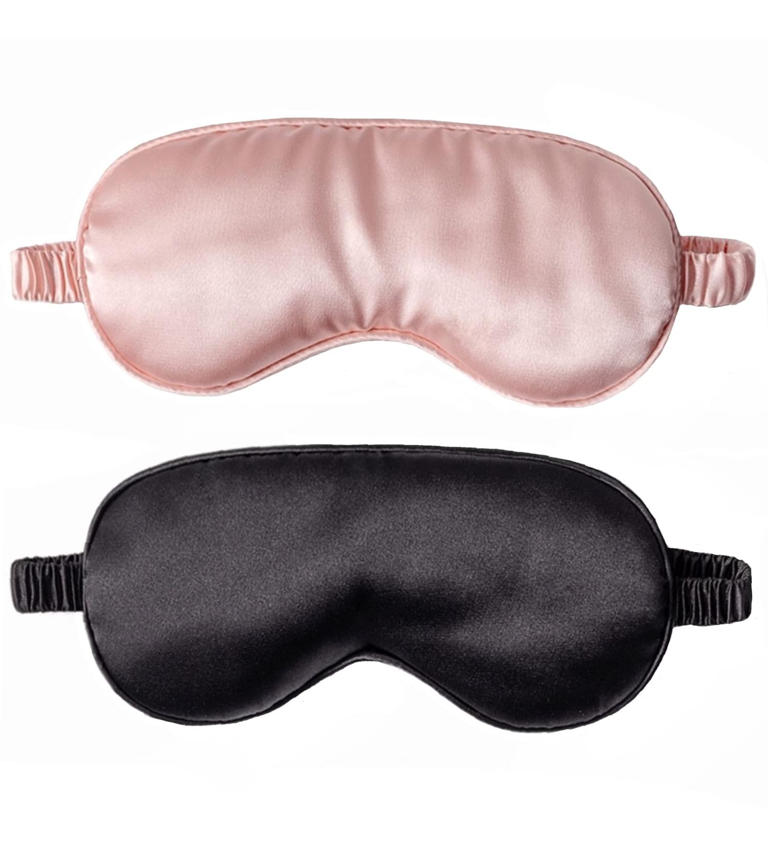 Silk Satin Sleep Eye Mask 2 Pack Soft Blackout Eye Masks for Sleeping | Comfortable Night Blindfolds for Women & Men in Black & Pink - Buy Online on GoSupps.com