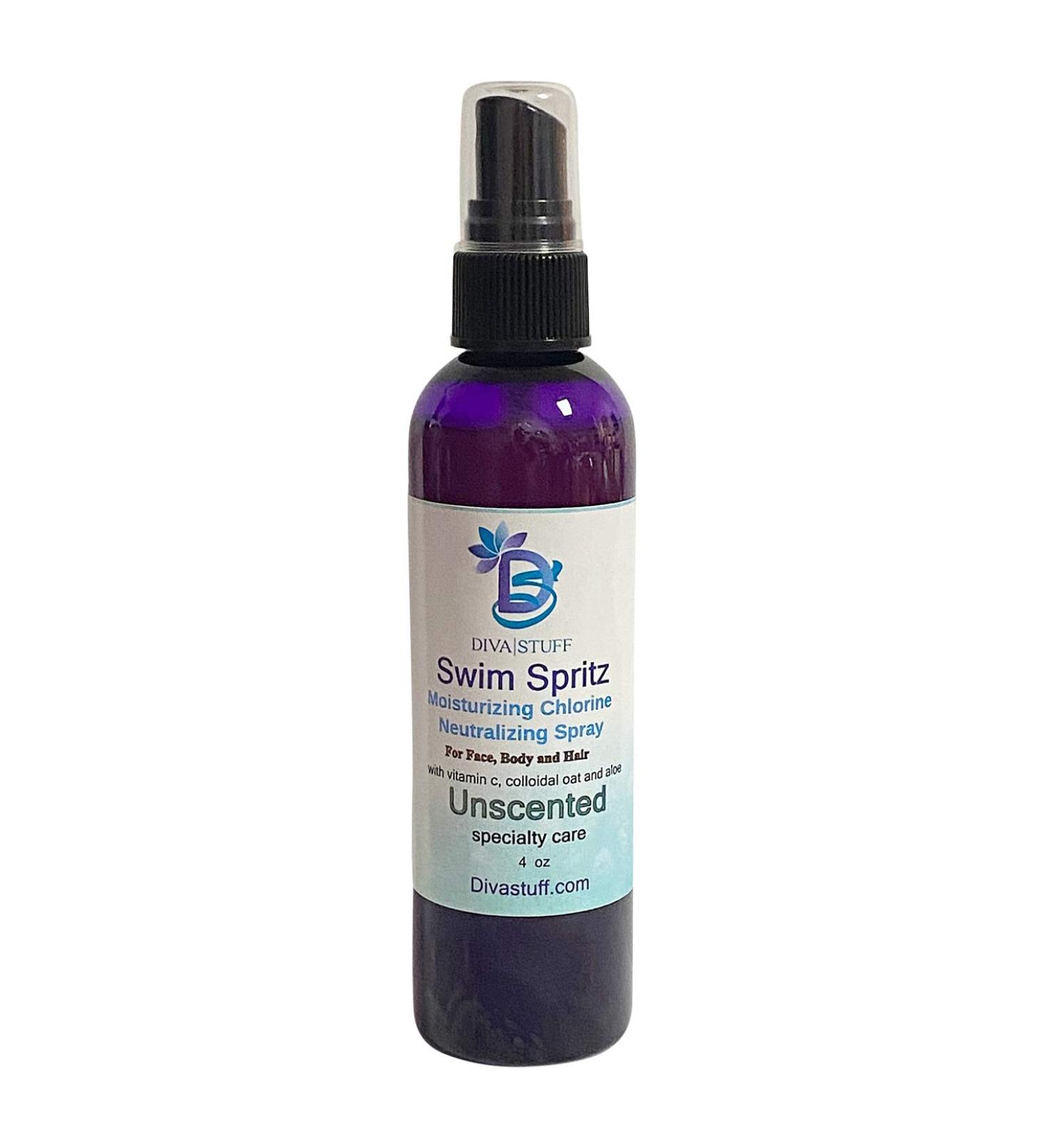 Diva Stuff Swim Spritz  Chlorine Neutralizing  Deodorizing and Moisturizing Mist For Body  Face And Hair  4oz  Unscented