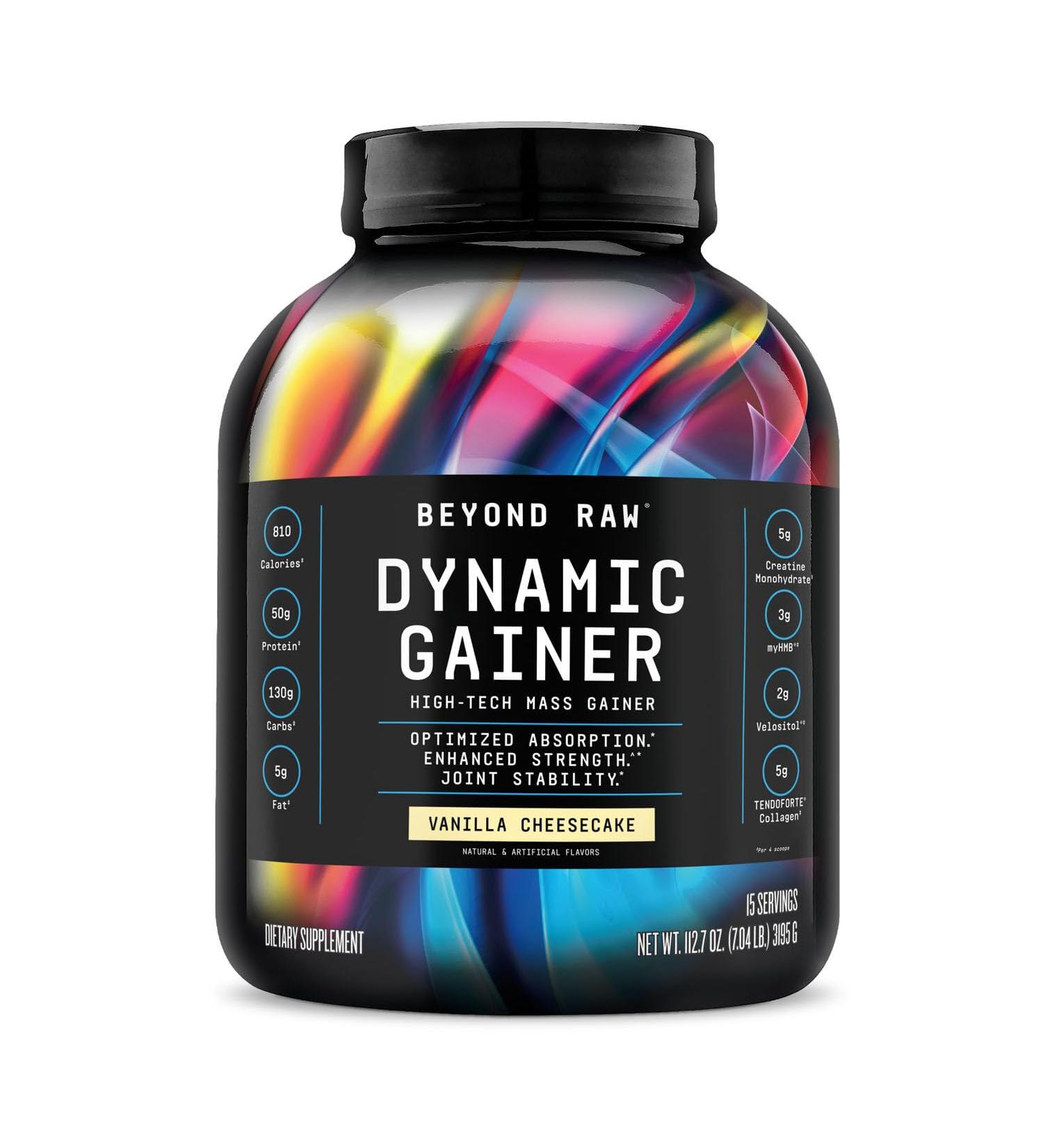 BEYOND RAW Dynamic Gainer - High-Tech Mass Gainer for Optimal Absorption & Strength | Vanilla Cheesecake | 15 Servings - Buy Online on GoSupps.com