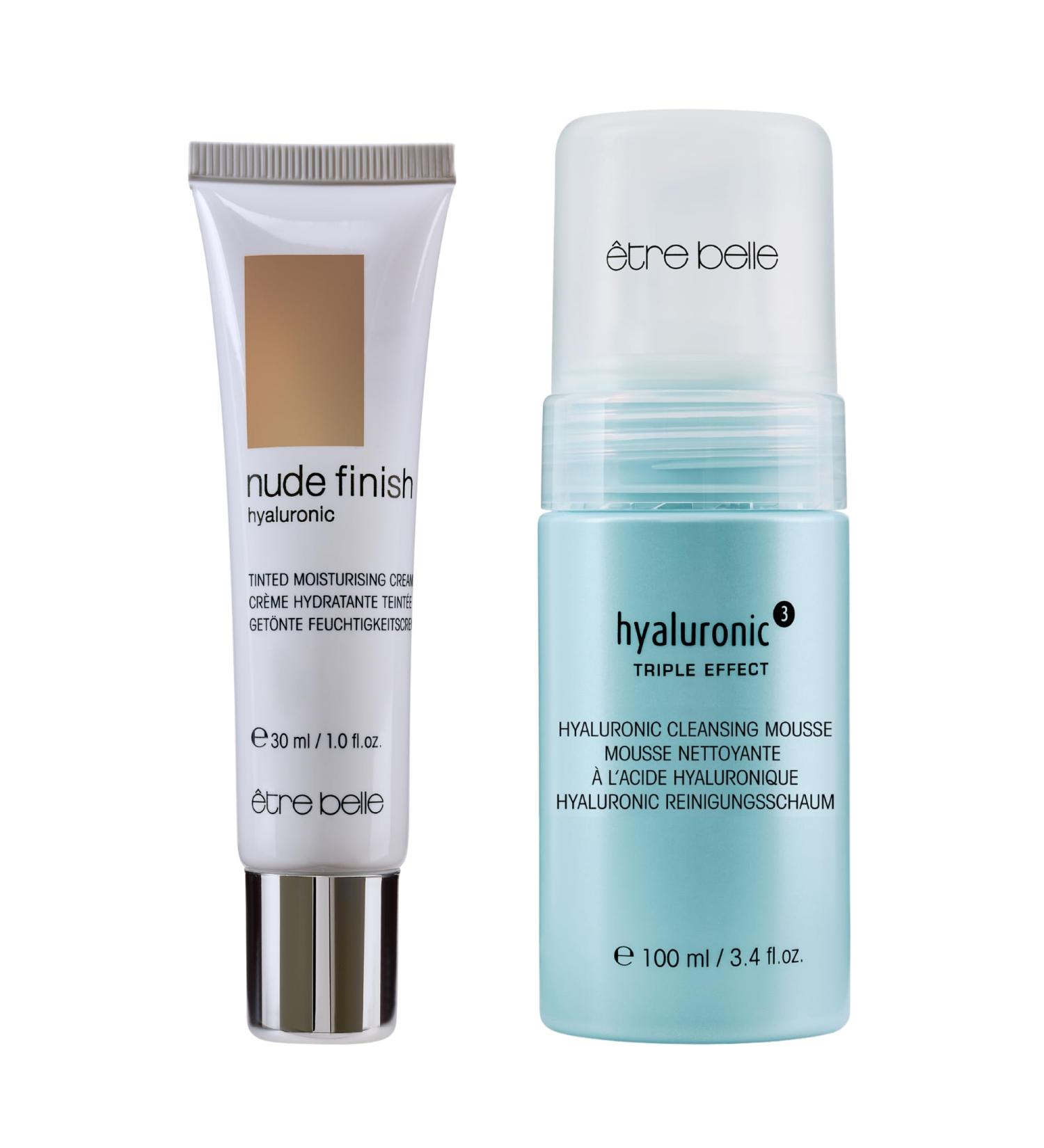  tre belle Hyaluronic Tinted Moisturizer & Cleansing Mousse Bundle Lightweight Daily Skin Care Set with Hydrating Foam Cleanser & Sheer Natural Coverage Cream For All Skin Types Made in Germany - Buy Online on GoSupps.com