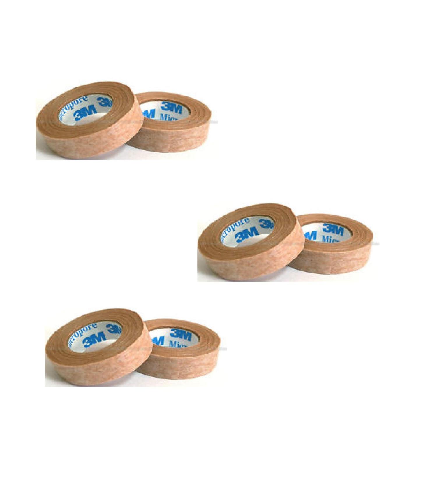 3M Micropore Tan Surgical Tape 0.5" Wide - 3 Pack (2 Rolls)
