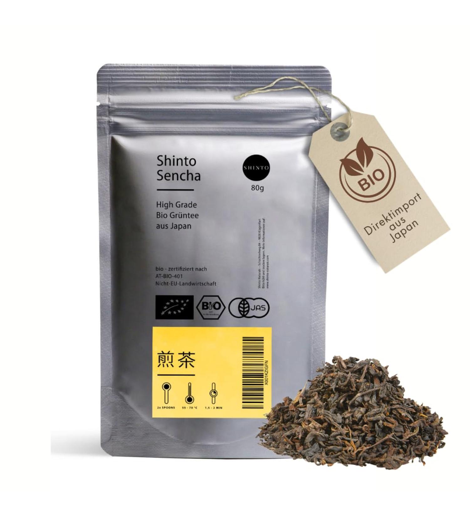 Shinto 80 g Bio Sencha tea High Grade JAS certified green tea from the first harvest Ichibancha Bio Sencha made with Jikagise Technology directly from Japan - Buy Online on GoSupps.com