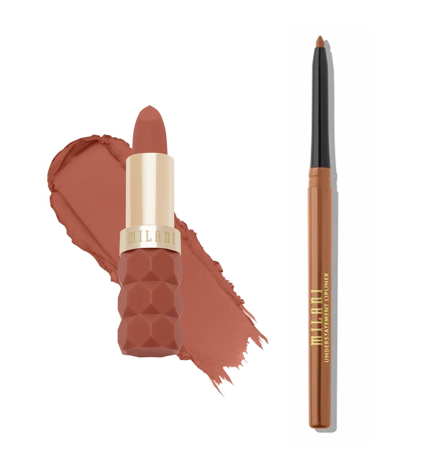 Milani Color Fetish Lipstick and Understatement Lipliner Bundle - Tease & Cafe Au Lait - Buy Online on GoSupps.com