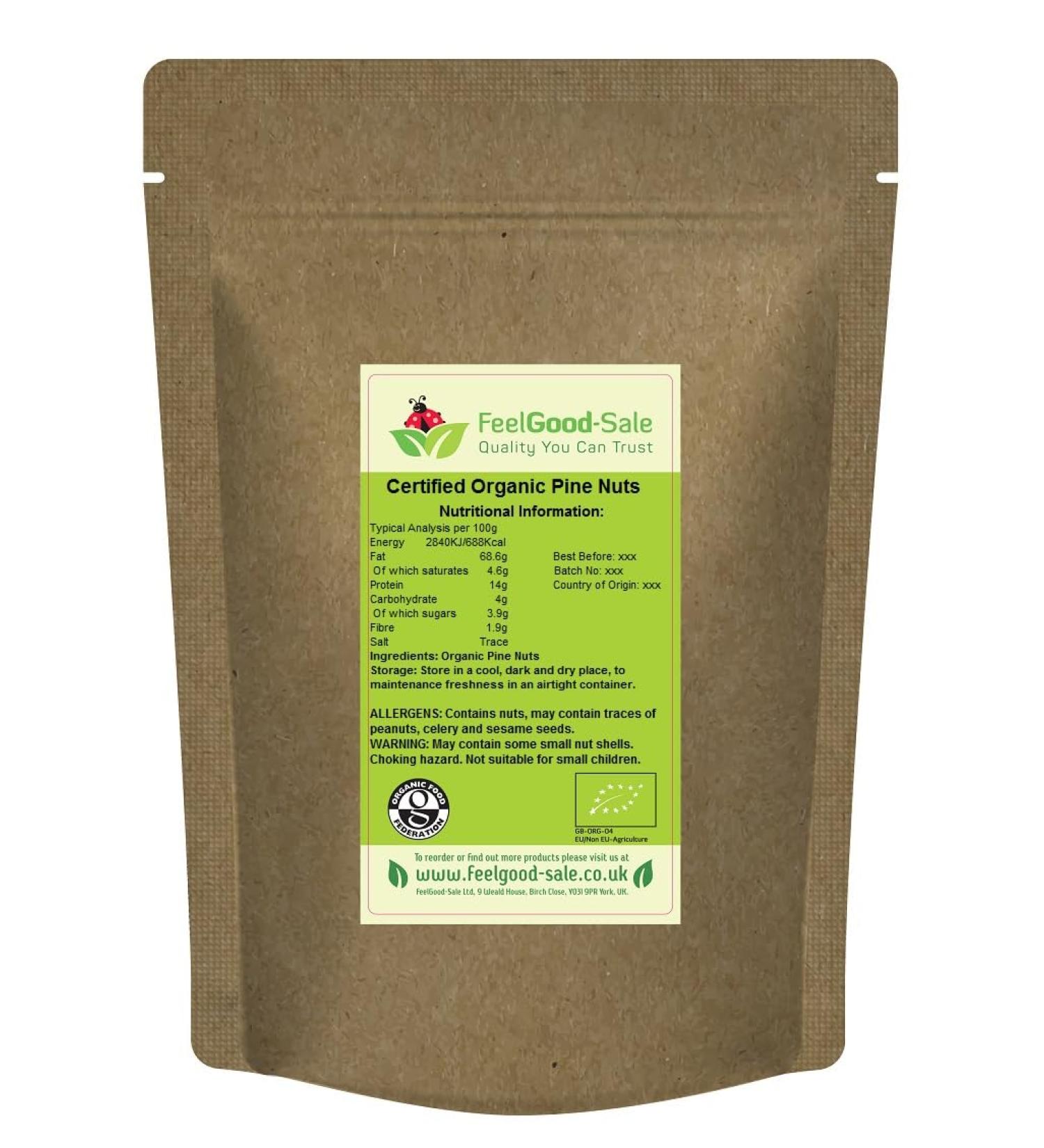 1kg Organic Certified Pine Nuts - Buy Online on GoSupps.com