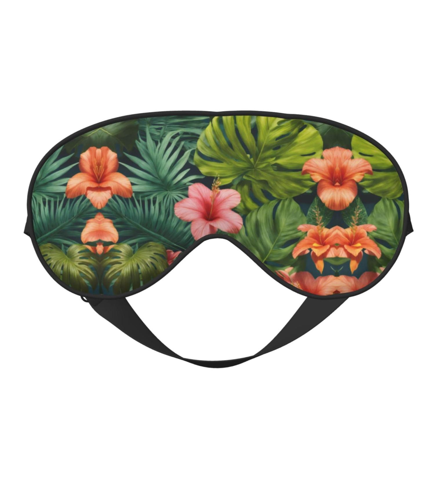 Tropical Leaves & Flowers Sleep Mask - Adjustable Breathable Eye Mask for Comfortable Sleep | Shop Internationally - Buy Online on GoSupps.com