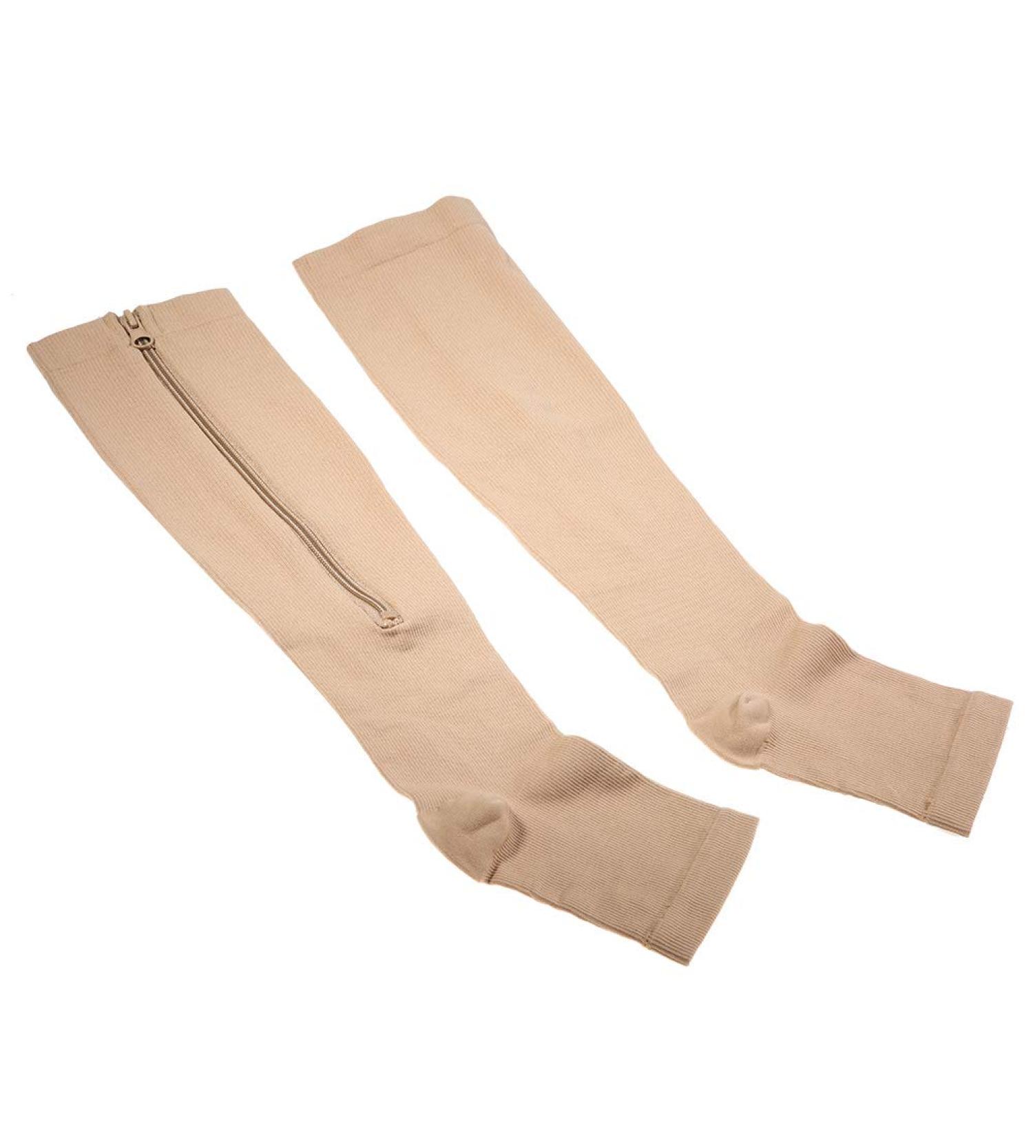 Buy Medical Knee-High Calf Compression Stockings 20-30 mmHg for Varicose Veins & Edema Open Toe Support Stockings for Men & Women (Skin Color) - International Shipping Available - Buy Online on GoSupps.com