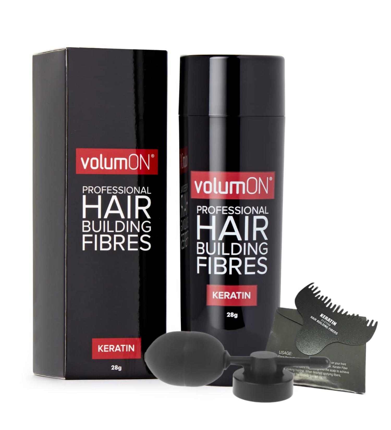 VOLUMON Keratin Hair Building Fibers for Thinning Hair - Instantly Conceals Thinning Areas for Thicker Hair - For Men & Women 28g Plus Hairline Optimizer - Buy Online on GoSupps.com