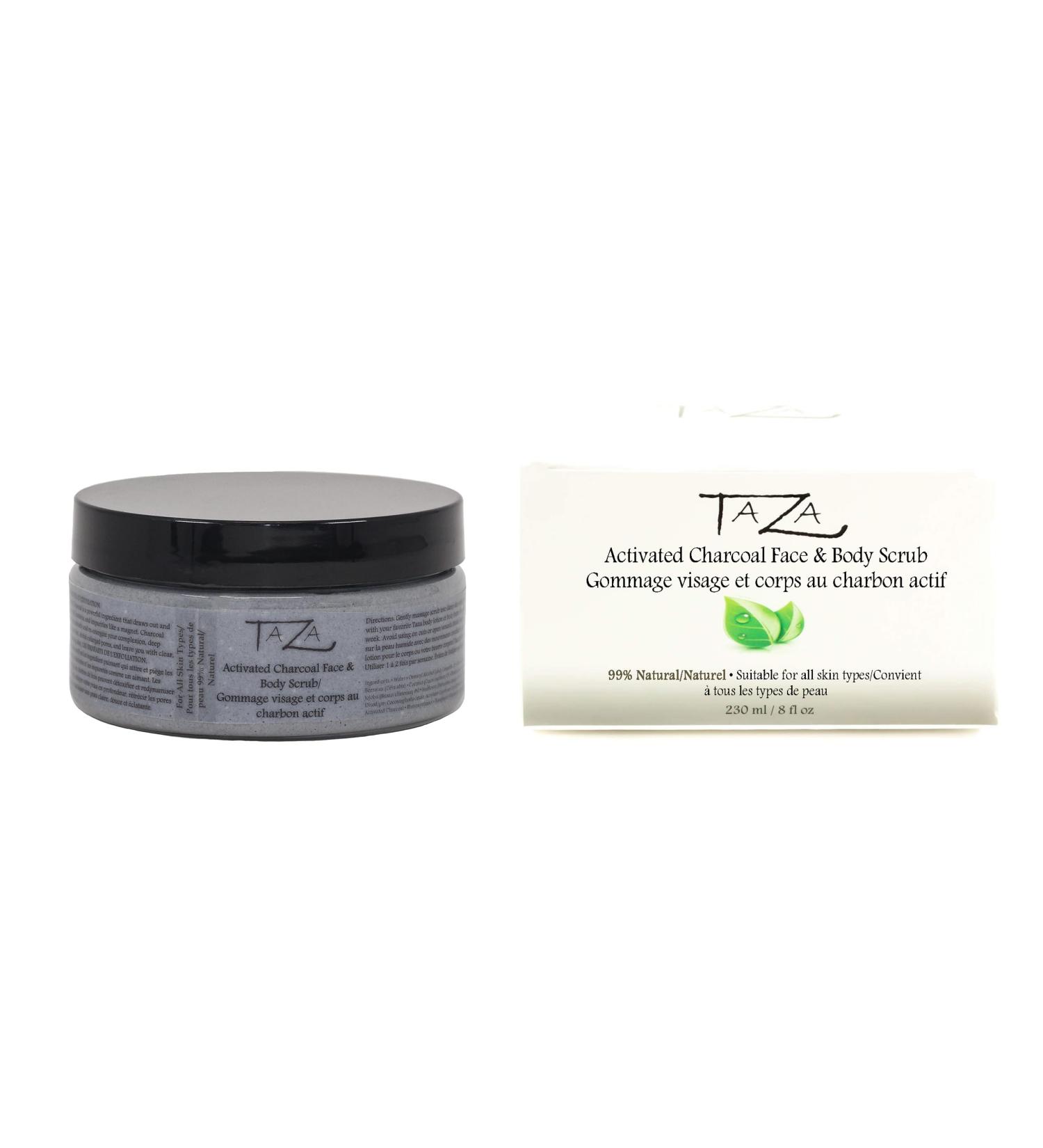 Premium Taza Natural Activated Charcoal Scrub - 8 oz | Bright & Radiant Skin with Bamboo Charcoal Shea Butter Coconut Oil & Jojoba Oil | International Shipping - Buy Online on GoSupps.com