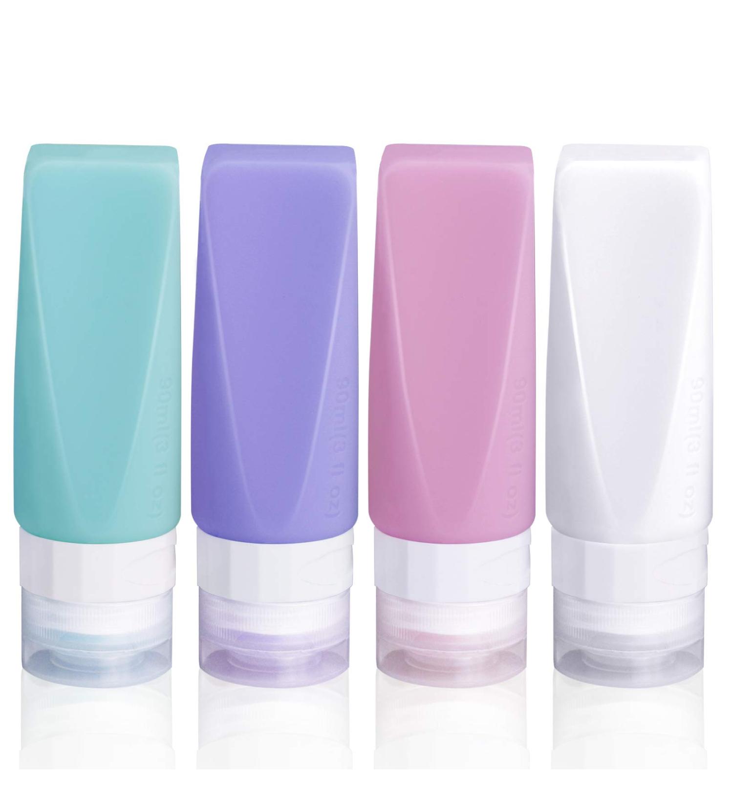Leak Proof TSA Approved Travel Bottles Set - 3 oz Silicone Refillable Containers for Toiletries - Multicolor - Buy Online on GoSupps.com