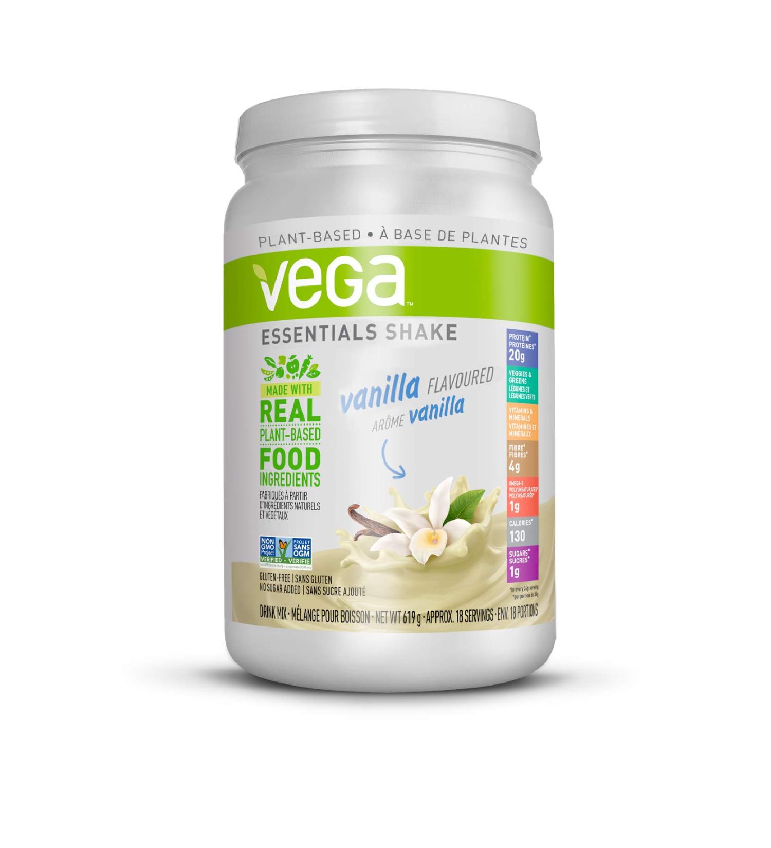 Vega Essentials Nutritional Shake Vanilla (18 Servings 619g) - Plant Based Vegan Protein Non Dairy Gluten Free - Buy Online on GoSupps.com