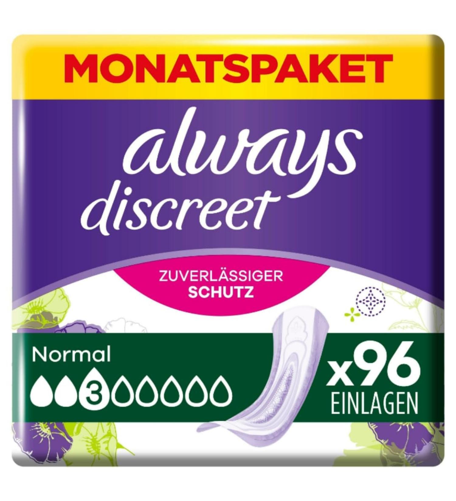 Discreet Incontinence Pads for Bladder Weakness - 96 Pieces (4 x 24) | Monthly Package | Worldwide Shipping - Buy Online on GoSupps.com