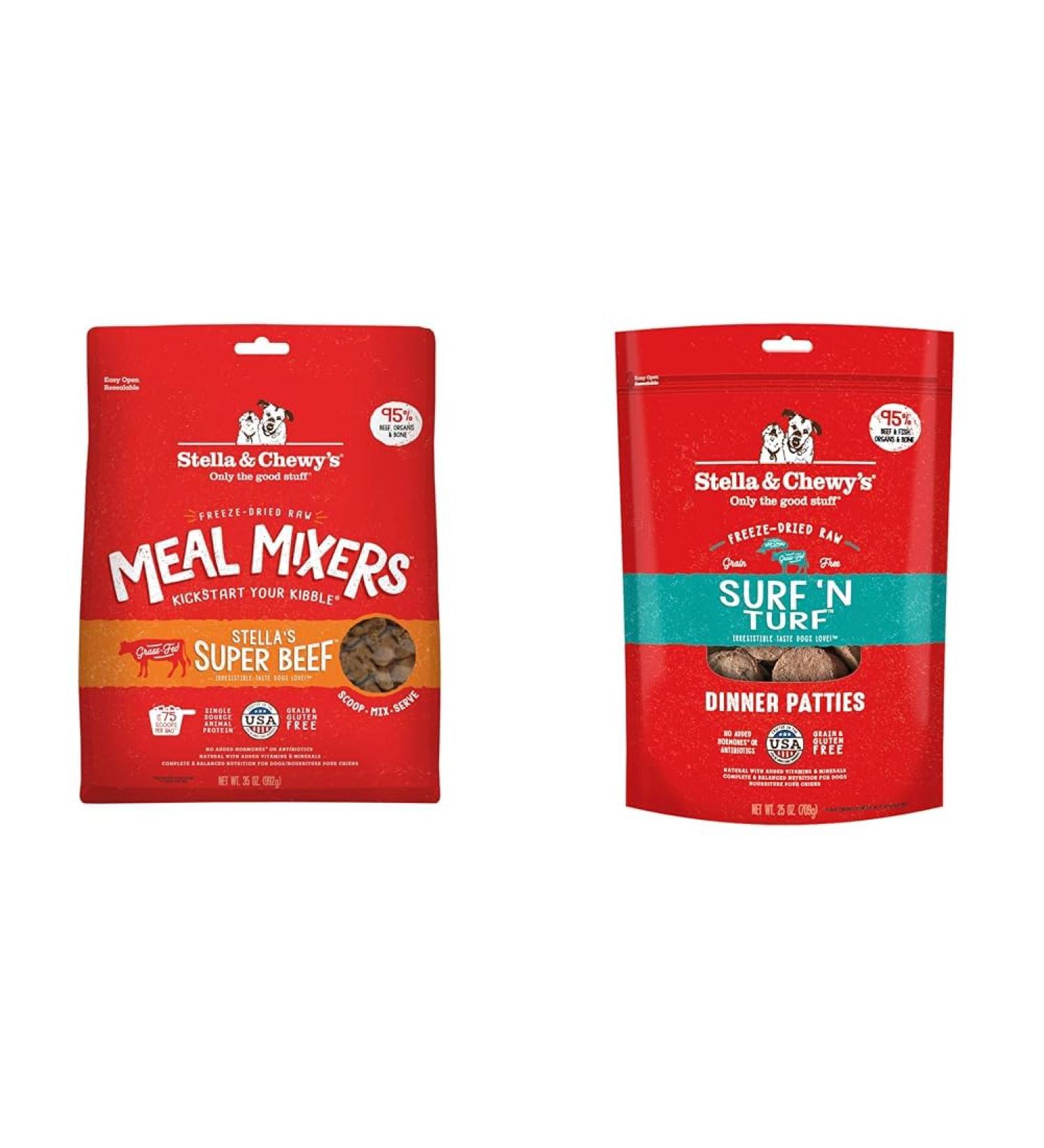 Stella & Chewy s Freeze Dried Raw Super Beef Meal Mixer & Freeze Dried Raw Dinner Patties Grain Free Dog Food Protein Rich Surf N Turf Salmon & Beef Recipe 25 oz Bag Beef + Beef Recipe 992 g (Pack of 1) - Buy Online on GoSupps.com