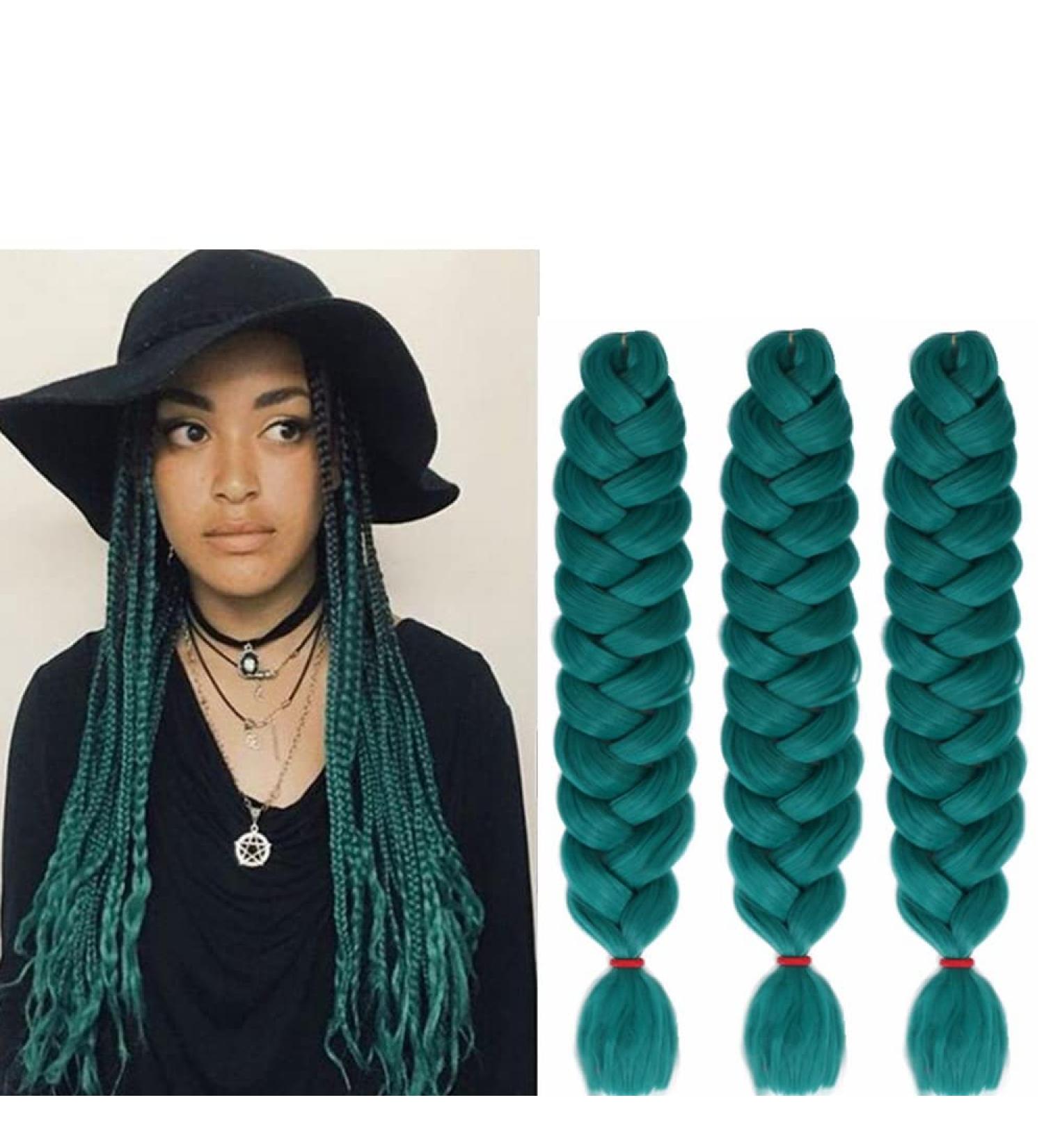 6 Packs Haolocs Jumbo Lichten Hair Extensions | Braun Colorful DIY Crochet Box | 100 cm Green | Premium Kunsthaar for International Shipping - Buy Online on GoSupps.com