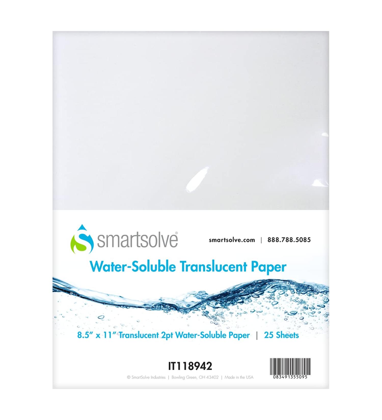 SmartSolve - IT118942 2pt Water-Soluble Translucent Paper 8.5" x 11" White (Pack of 25) - Buy Online on GoSupps.com