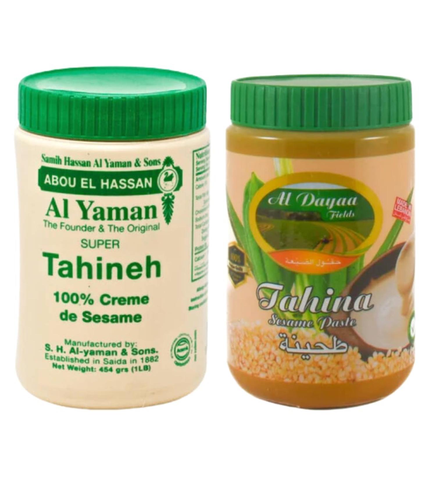 Premium Lebanese Tahini Pack of 2- Al Yaman Original Lebanese Sesame Tahini 454g & Al Dayaa Tahini 400g | Tahini Paste | Vegan Gluten Free - Buy Online on GoSupps.com