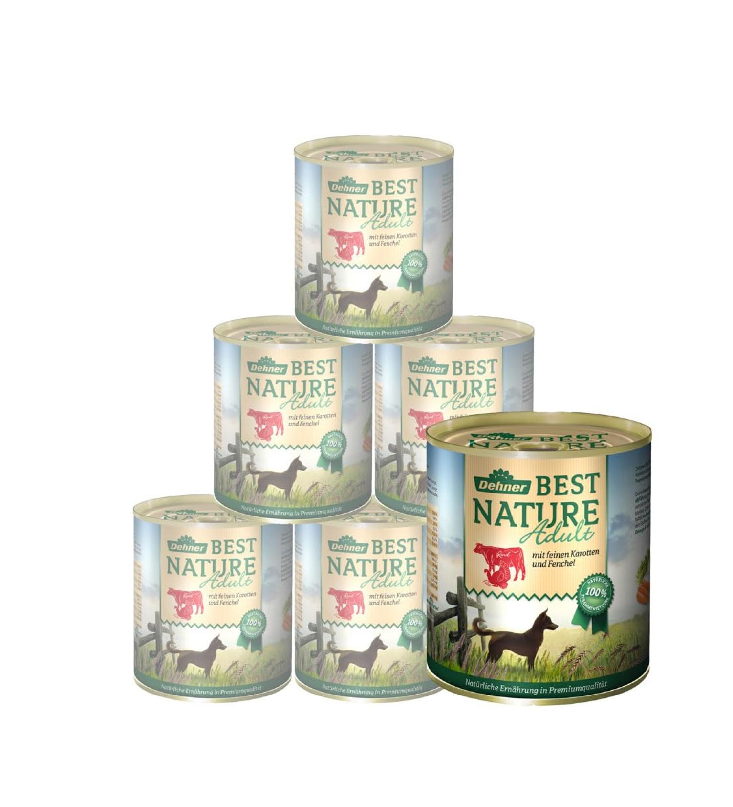 Buy Dehner Best Nature Grain-Free Wet Dog Food for Adults - Beef Turkey & Carrots | 6 x 800g Cans (4.8kg) - International Shipping Available - Buy Online on GoSupps.com