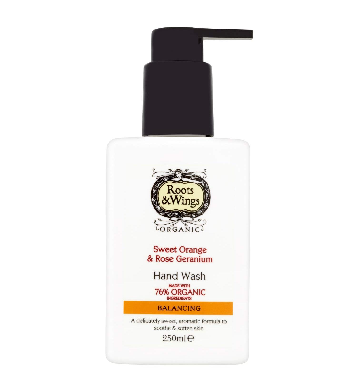 Roots & Wings Organic Balancing Sweet Orange and Rose Geranium Hand Wash 250ml
