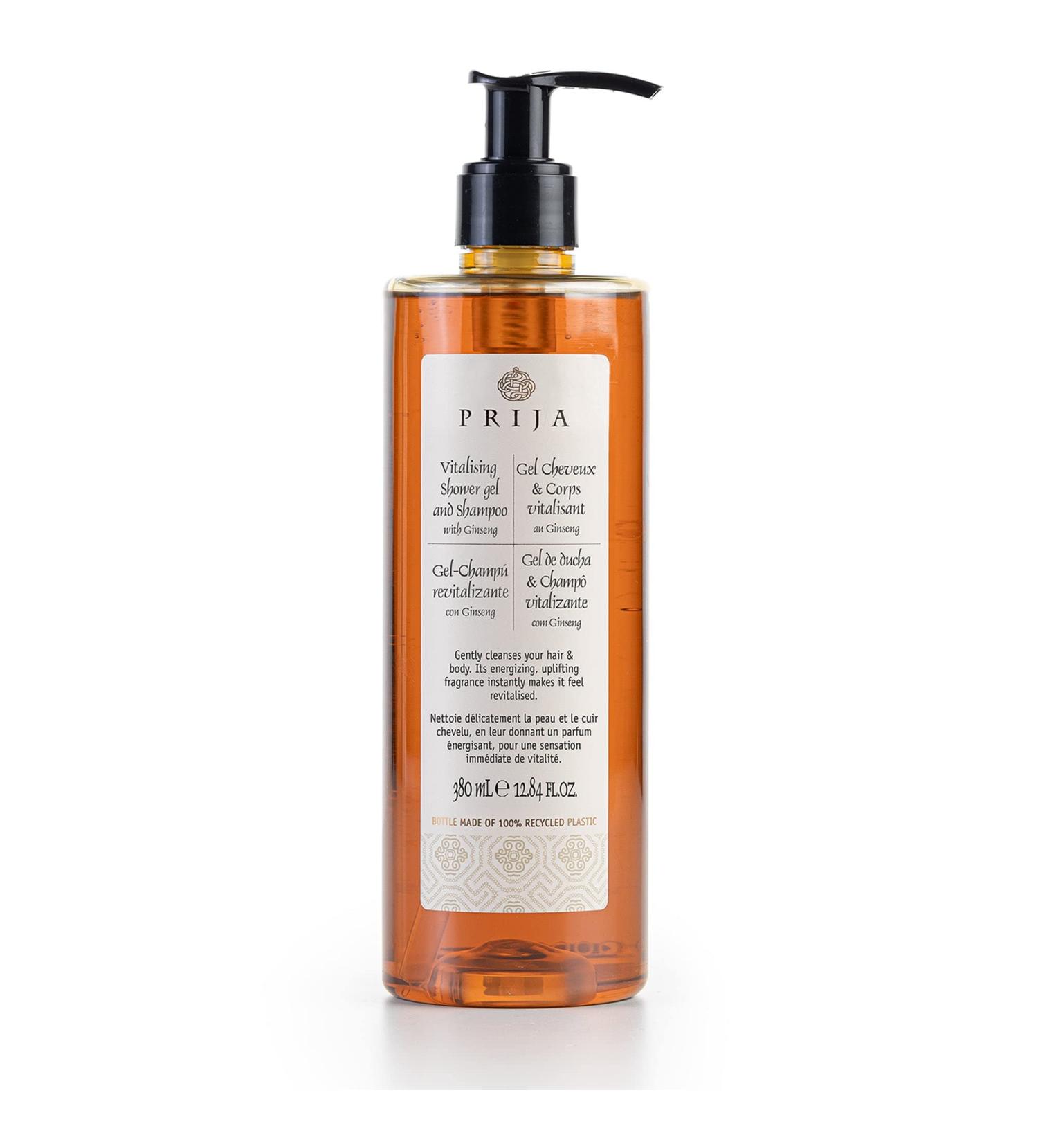 Prija Vitalizing Shower Gel & Shampoo with Ginseng - Vegan Dermatologically Tested Eco-Friendly - 12.84 fl oz - Buy Online on GoSupps.com