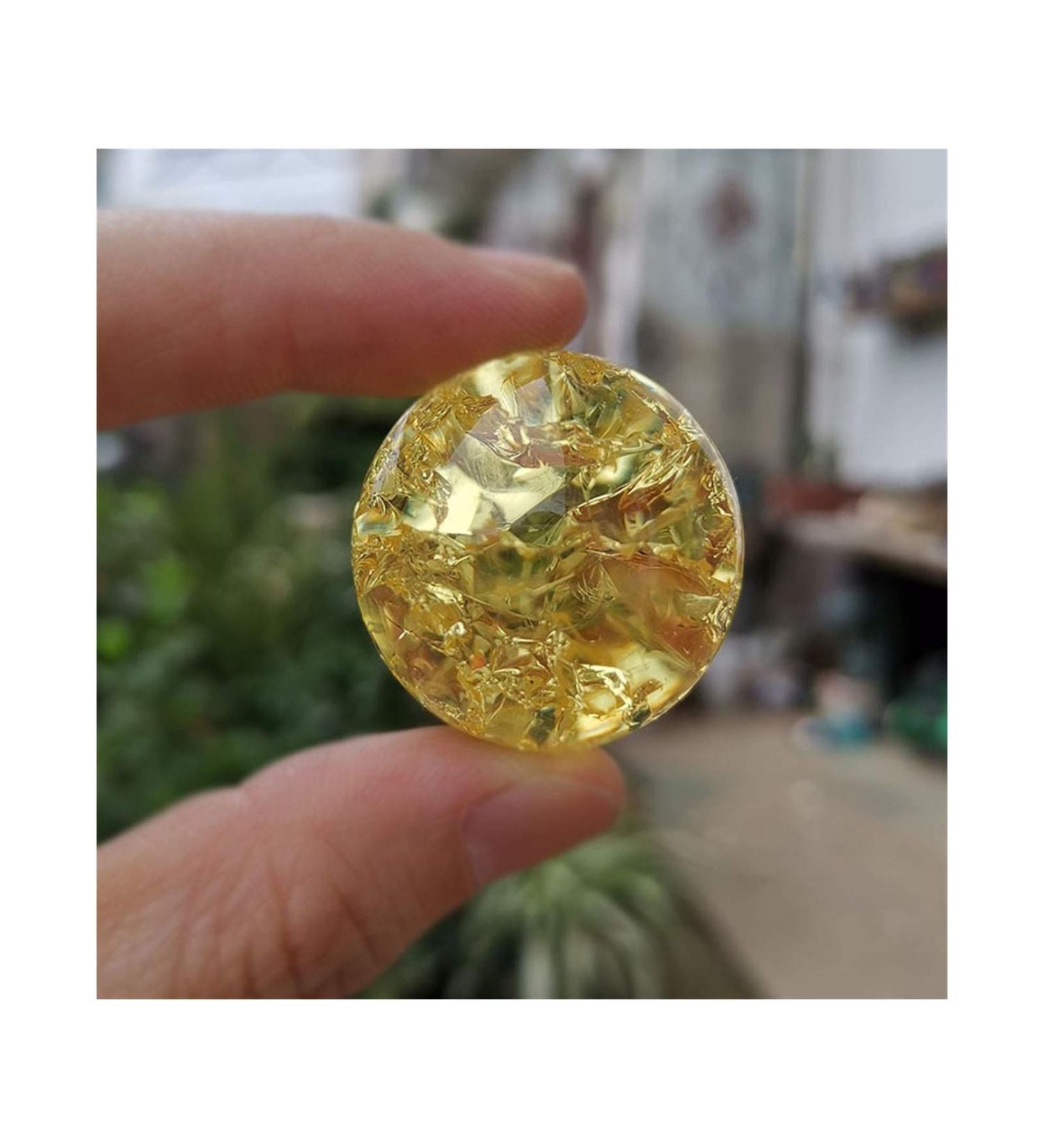 Fennchun crystal ice rack ball water wells bonsai glass ball main decoration ornaments feng shui figure marble ball gifts (color: yellow size: 30mm) 30mm yellow