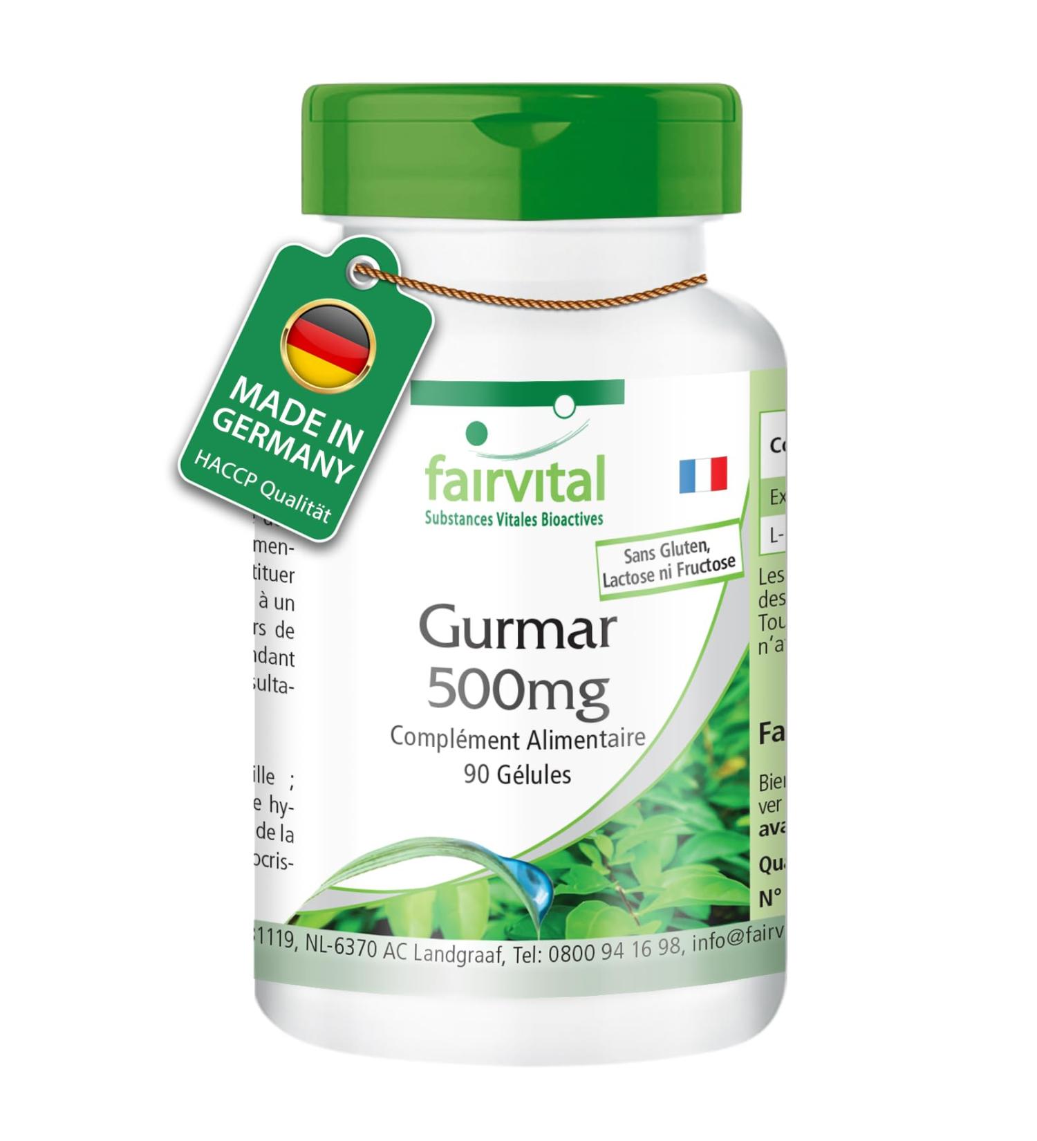 Fairvital | Gurmar 500mg - 90 g lules - Gymnema Sylvestris - qualit contr l e et hautement dos - 100% v g talien - Fabriqu en Allemagne - Buy Online on GoSupps.com