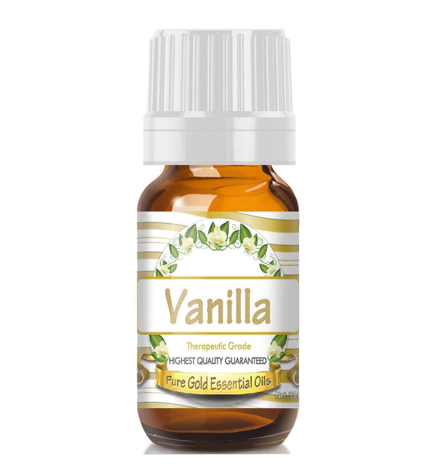 Pure Gold Essential Oils - Vanilla Essential Oil - 0.33 Fluid Ounces Vanilla 0.33 Fl Oz (Pack of 1)