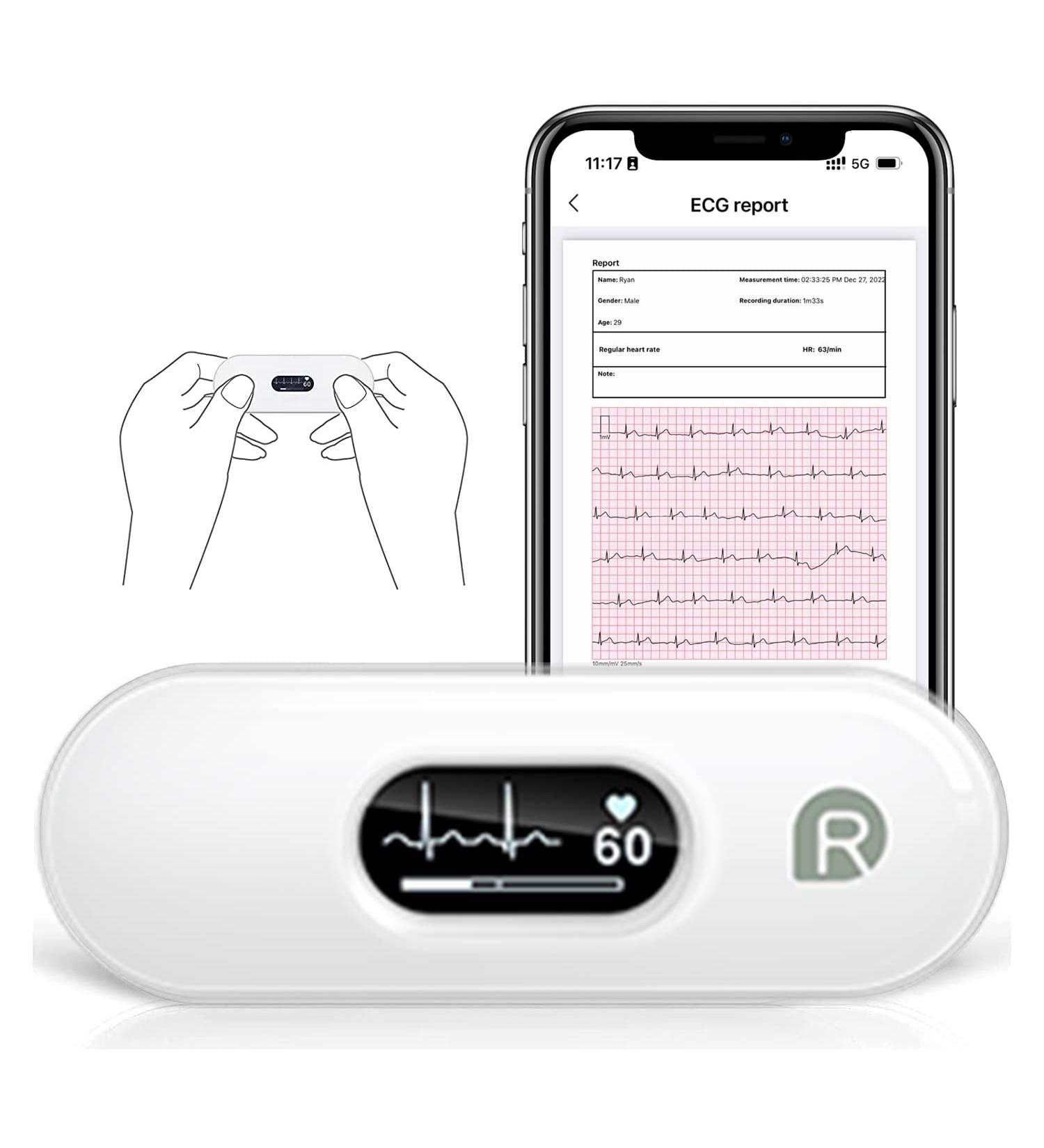 Wellue DuoEK-S Personal ECG Monitor - Bluetooth Wireless Portable Heart Monitor with OLED Screen - iOS & Android App - 30s to 5 Min Monitoring - Buy Online on GoSupps.com