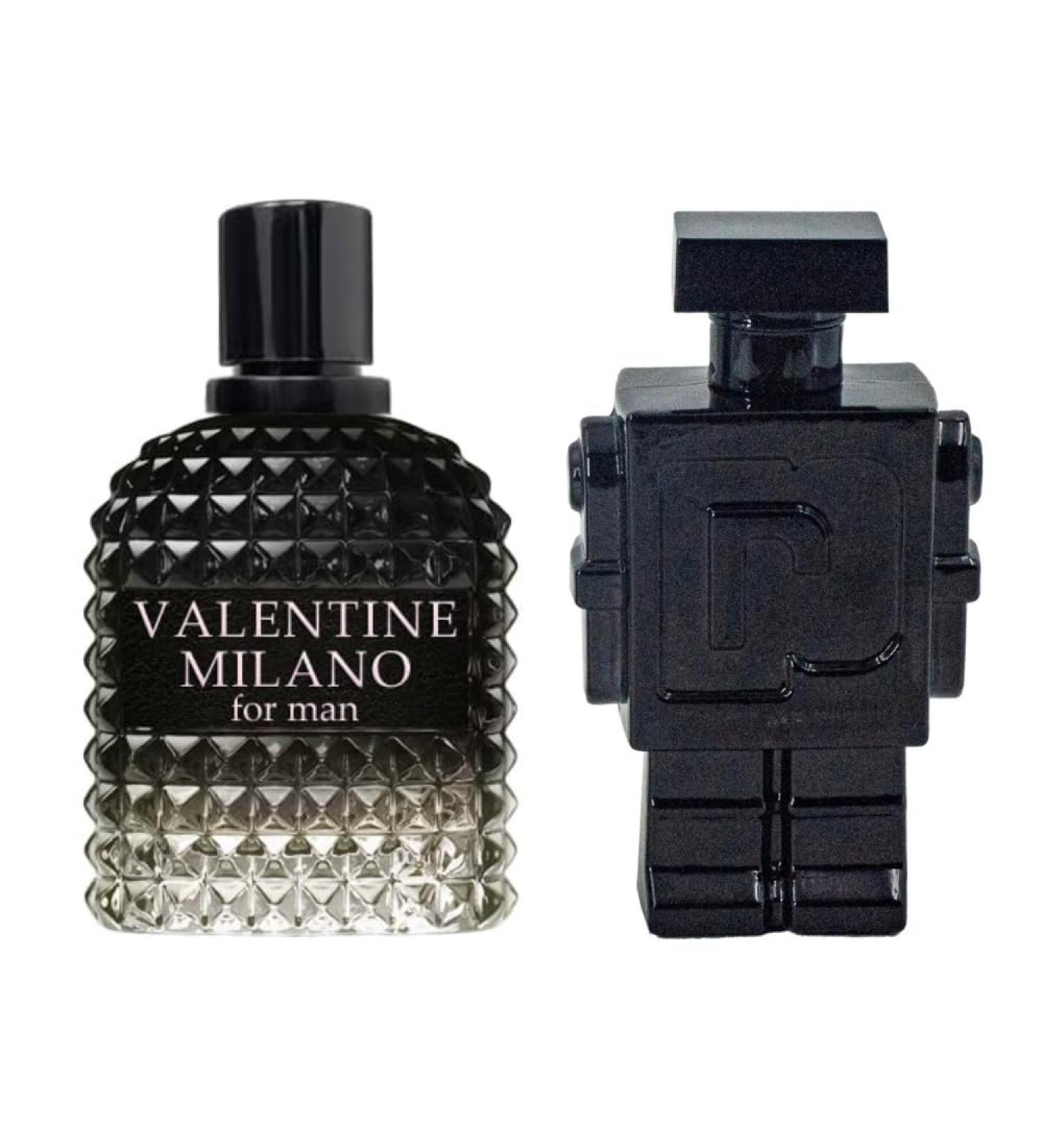 Valentine Milano for Men (EDP) & Robot Black Cologne For Men (EDT) Fragrance for Men 3.4 Fl Oz Each (Pack of 2) - Buy Online on GoSupps.com